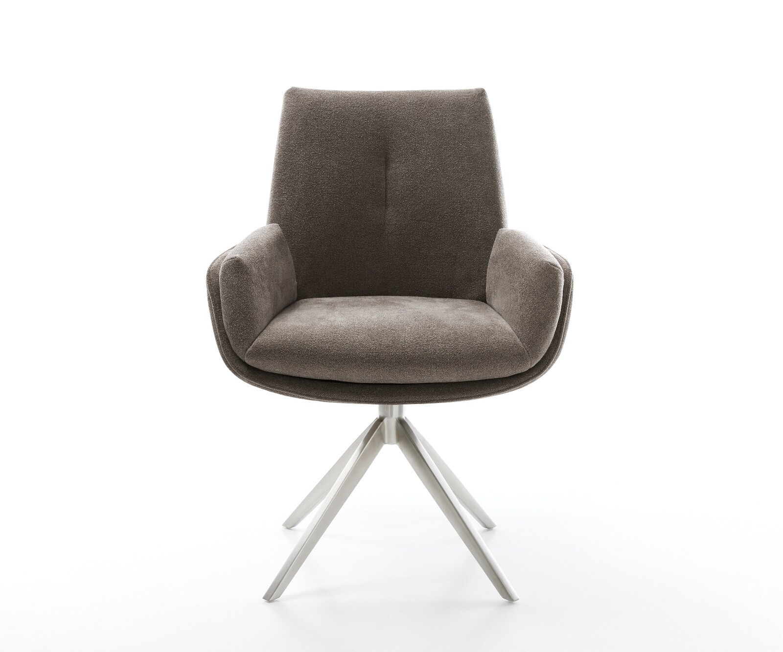 Drehstuhl Clea-Flex Strukturstoff Soft Taupe Kreuzgestell breit Edelstahl 360° drehbar Wippfunktion 2