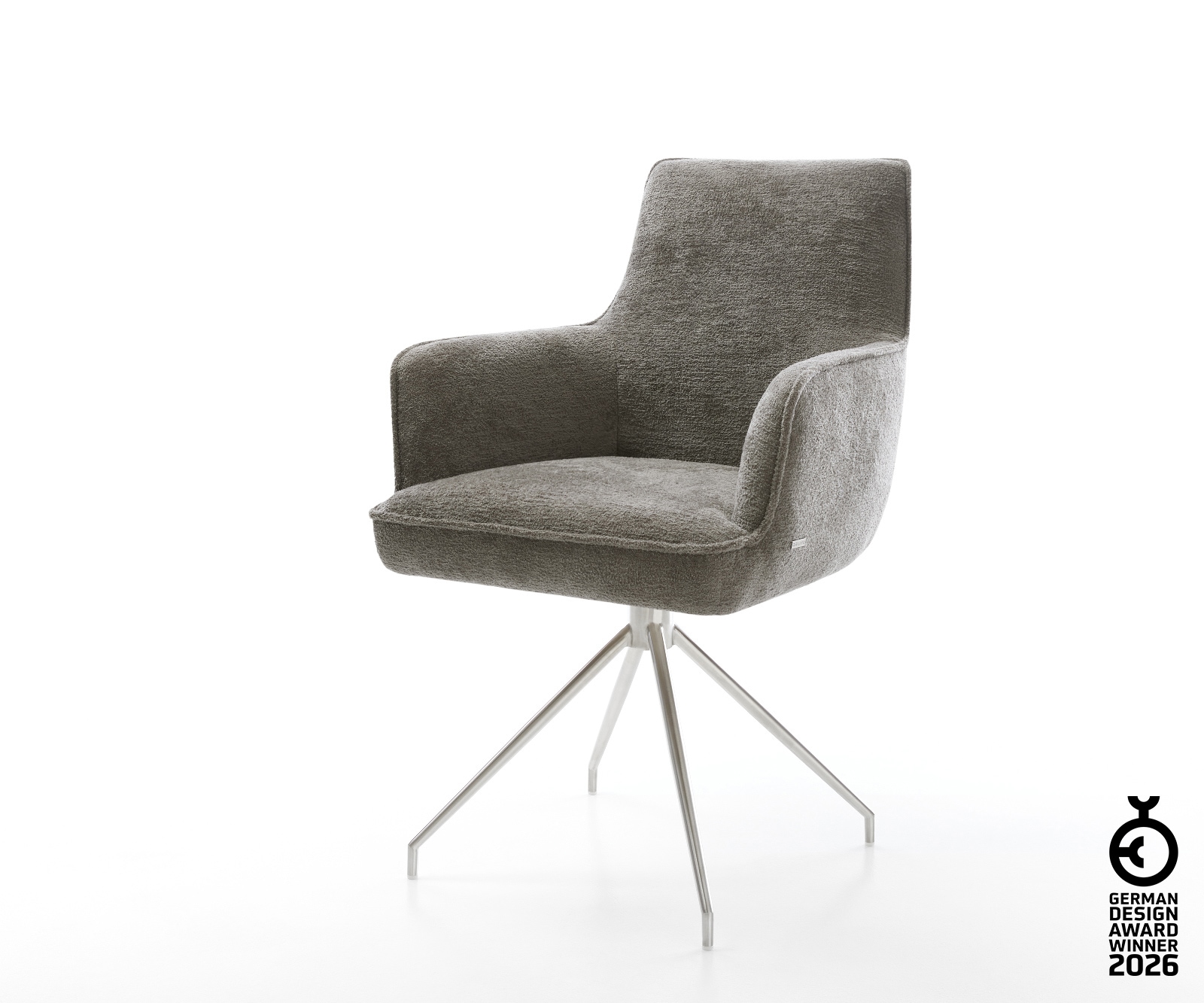 Esszimmerstuhl Heira-Flex mit Armlehnen Bouclé Soft Schlamm Kreuzgestell ko günstig online kaufen