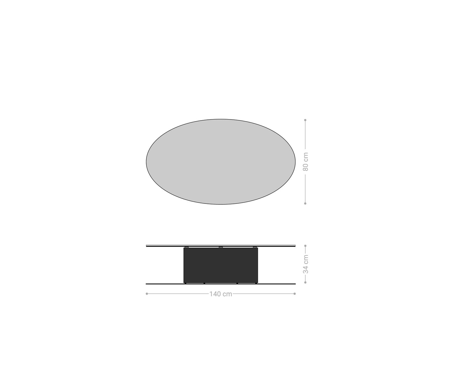 Couchtisch Edge Oval 140x80 cm Keramik Onyx Pearl Casilda Effektfinish Titan 8