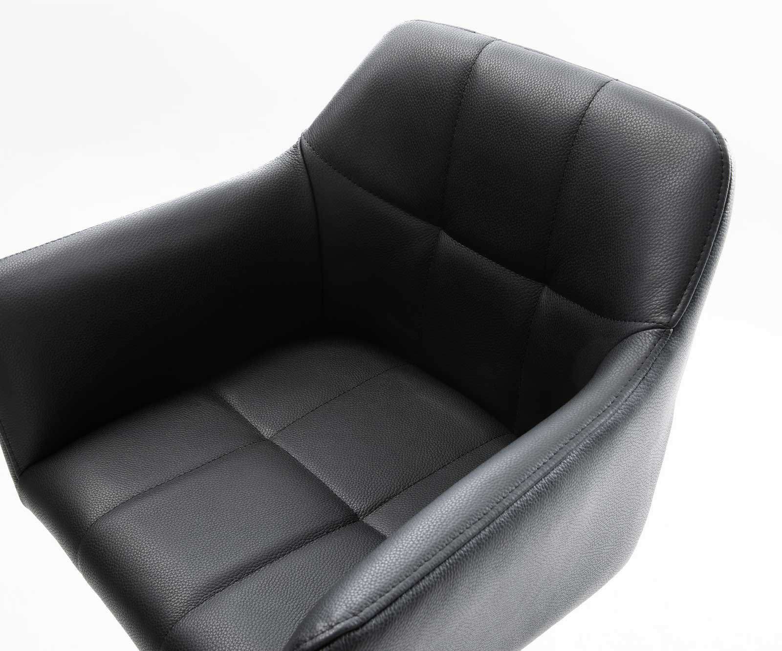 Barstuhl Yulo-Flex Echt-Leder Schwarz Drehfuß höhenverstellbar Metall 3