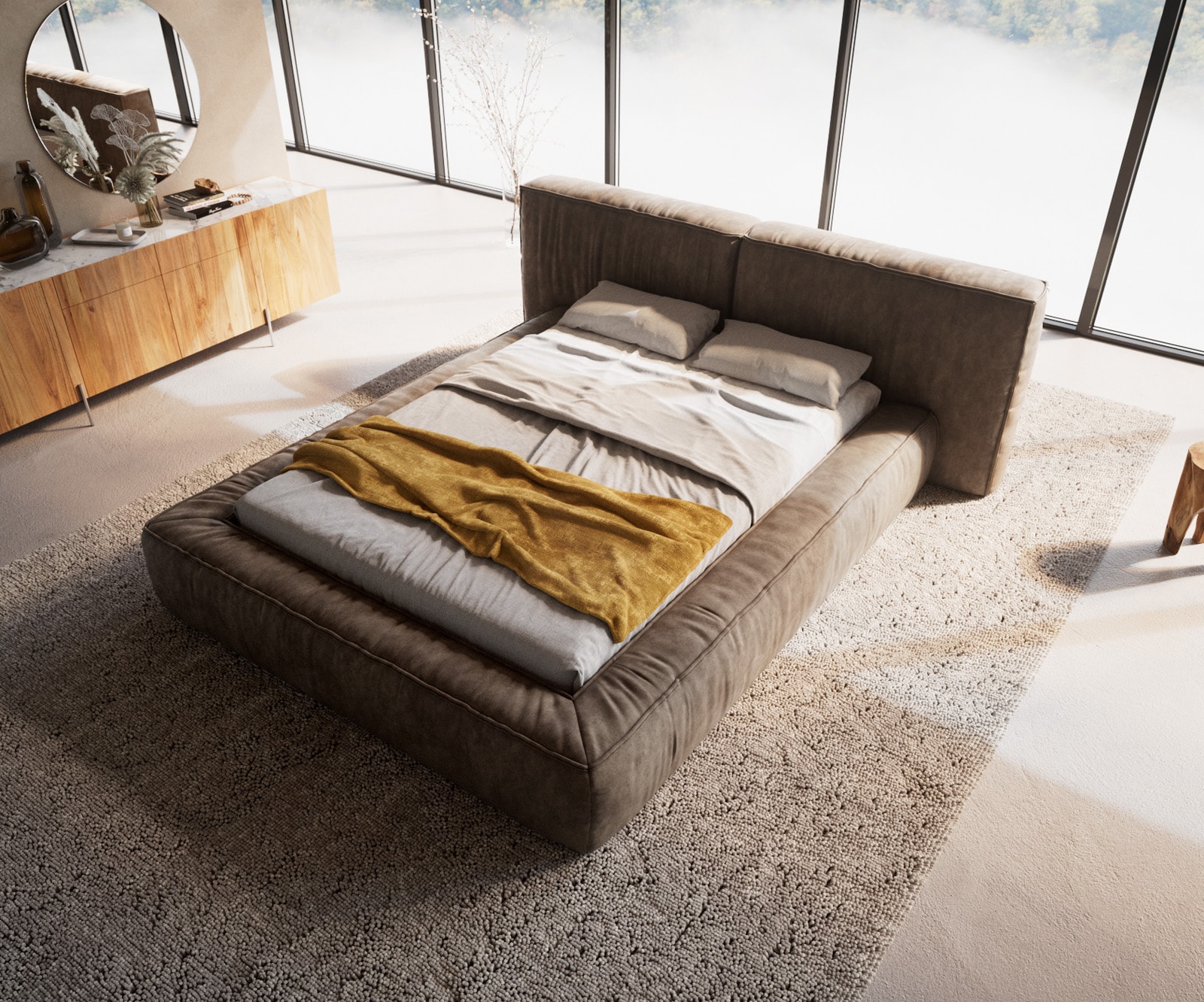 Polsterbettgestell Coperti 140x200 cm Mikrofaser Taupe Vintage 2