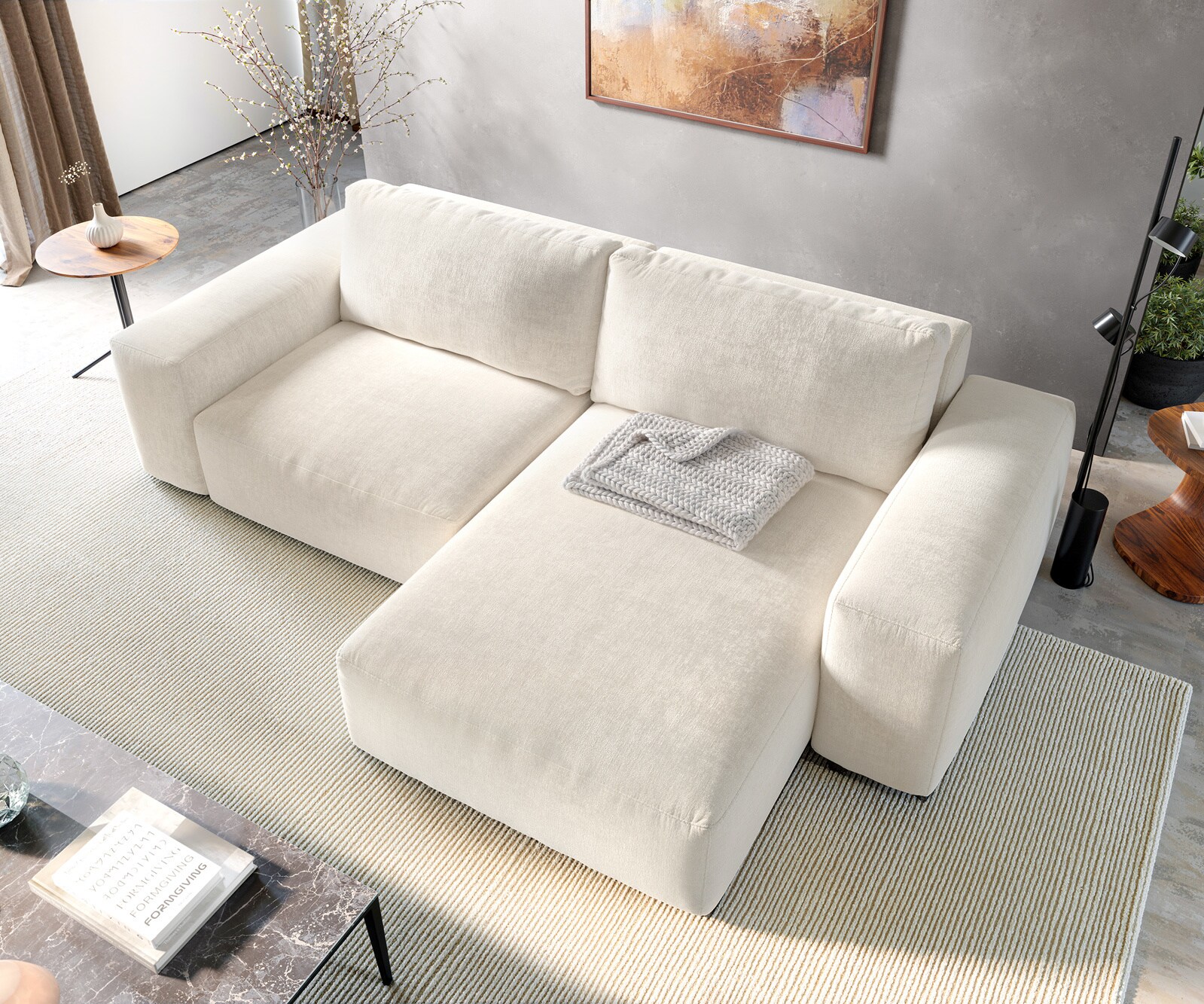 Ecksofa Lanzo 230x155 cm Strukturstoff Soft Beige Recamiere variabel 3