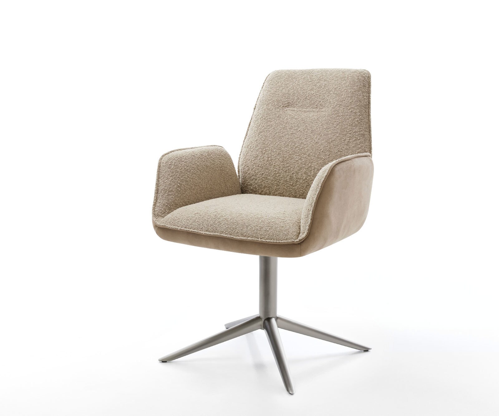 Chaise-pivotante Zoa-Flex tissu mixte couleur boue pied de chaise 4 branches acier inoxydable brossé pivotement sur 360° fonction bascule ressorts ensachés — vue 3