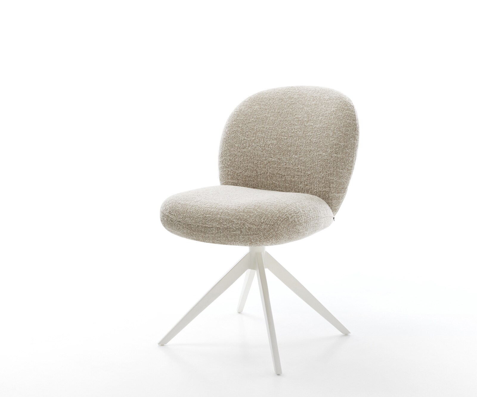 Drehstuhl Nube-Flex Webstoff Soft Beige Kreuzgestell breit Weiß 360° drehbar Wippfunktion Taschenfederkern 1
