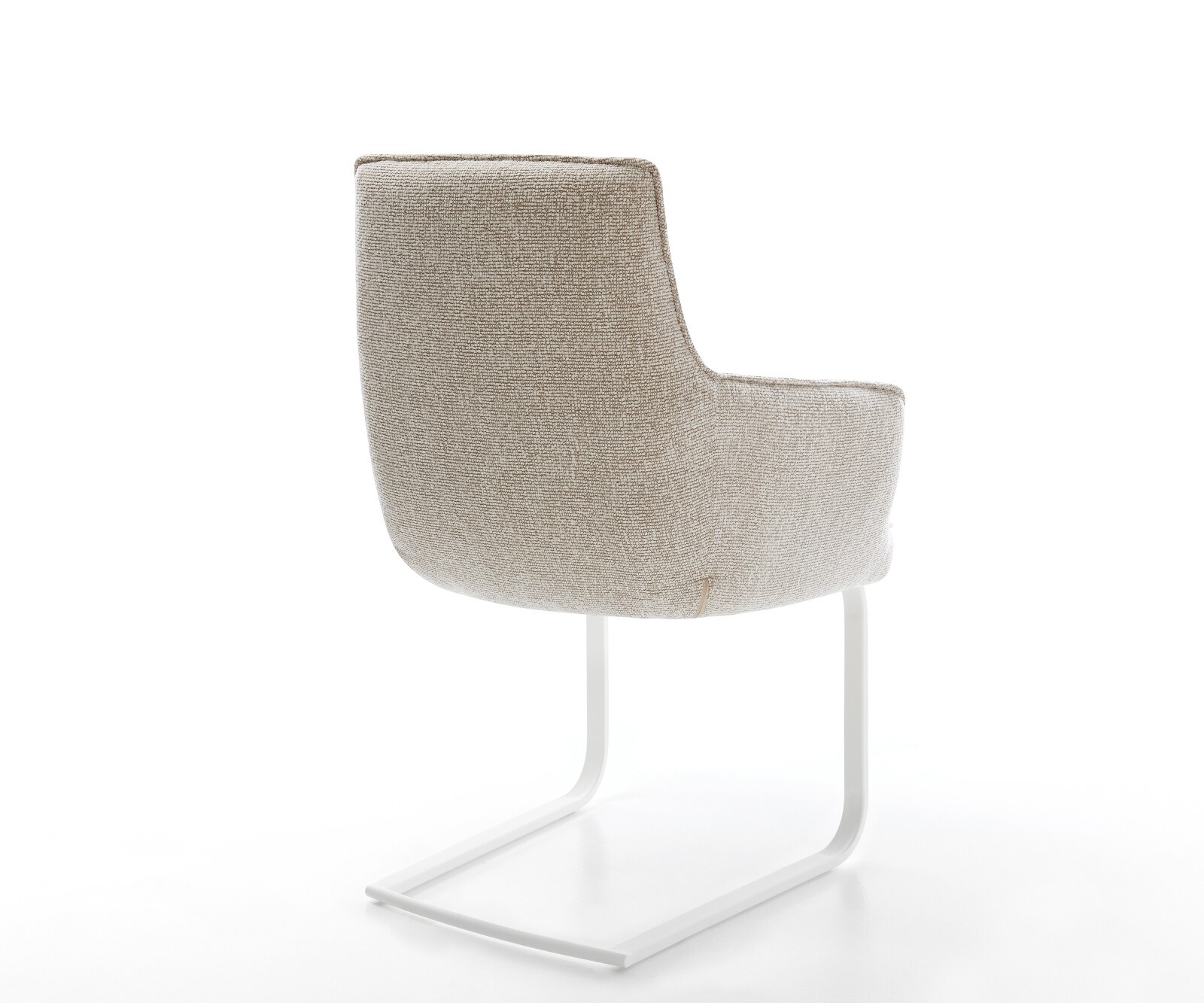 Freischwinger Heira-Flex mit Armlehnen Webstoff Soft Beige Freischwinger flach Weiß Taschenfederkern 4