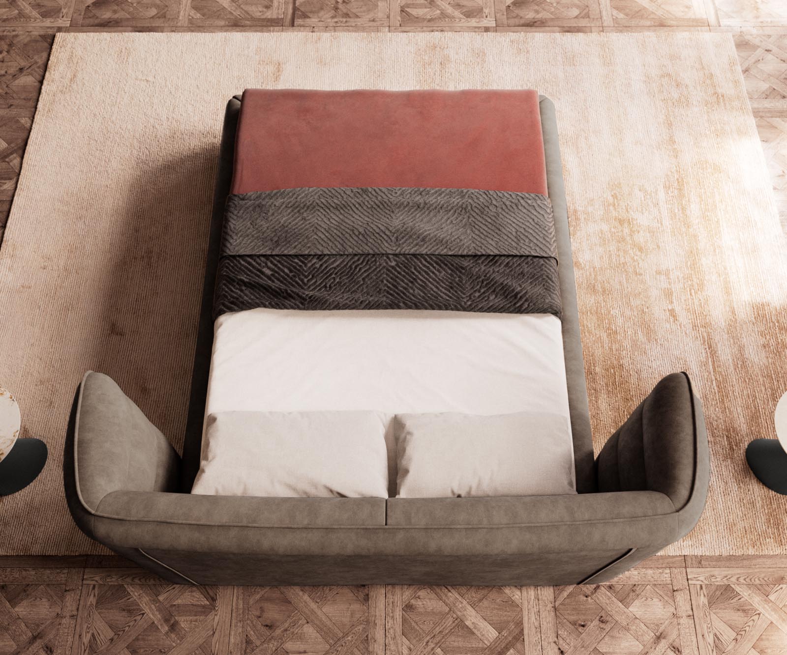 Polsterbettgestell Simea 140x200 cm Mikrofaser Taupe Vintage 7