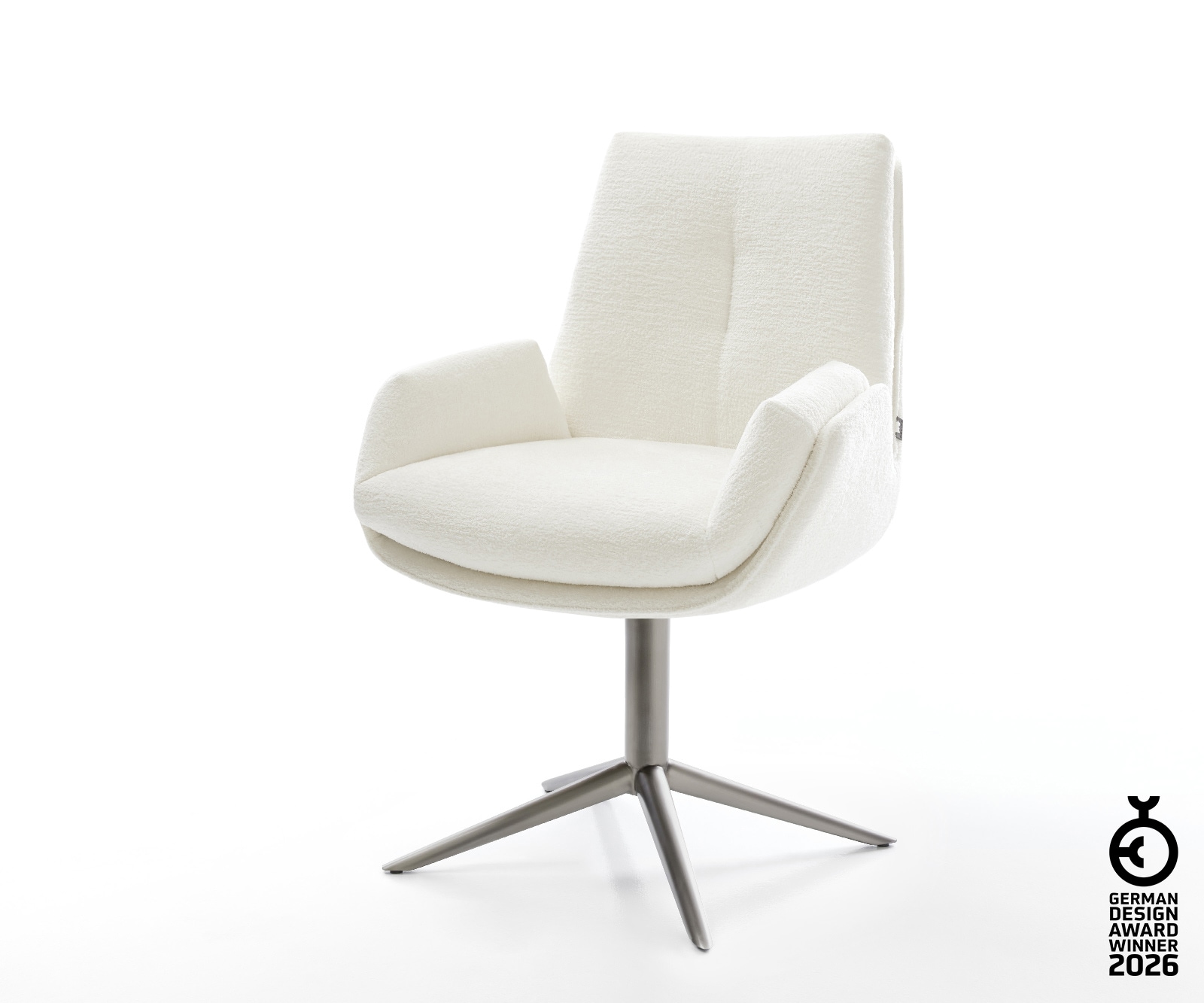 Drehstuhl Clea-Flex Bouclé Soft Beige Fußkreuz Graphit 360° drehbar Wippfun günstig online kaufen