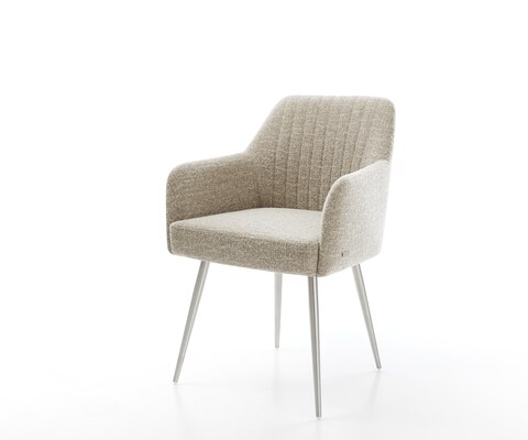 Esszimmerstuhl Greg-Flex Webstoff Soft Beige 4-Fuß konisch Edelstahl Taschenfederkern