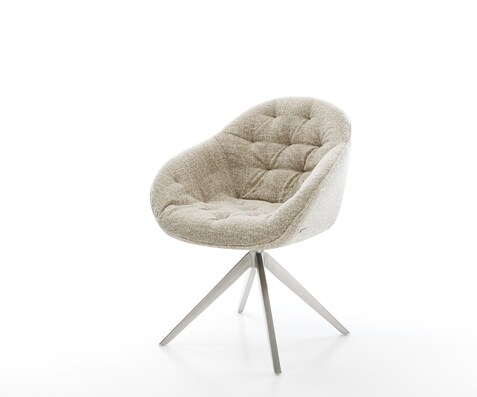 Drehstuhl Gaio-Flex Webstoff Soft Beige Kreuzgestell breit Edelstahl 360° drehbar Wippfunktion