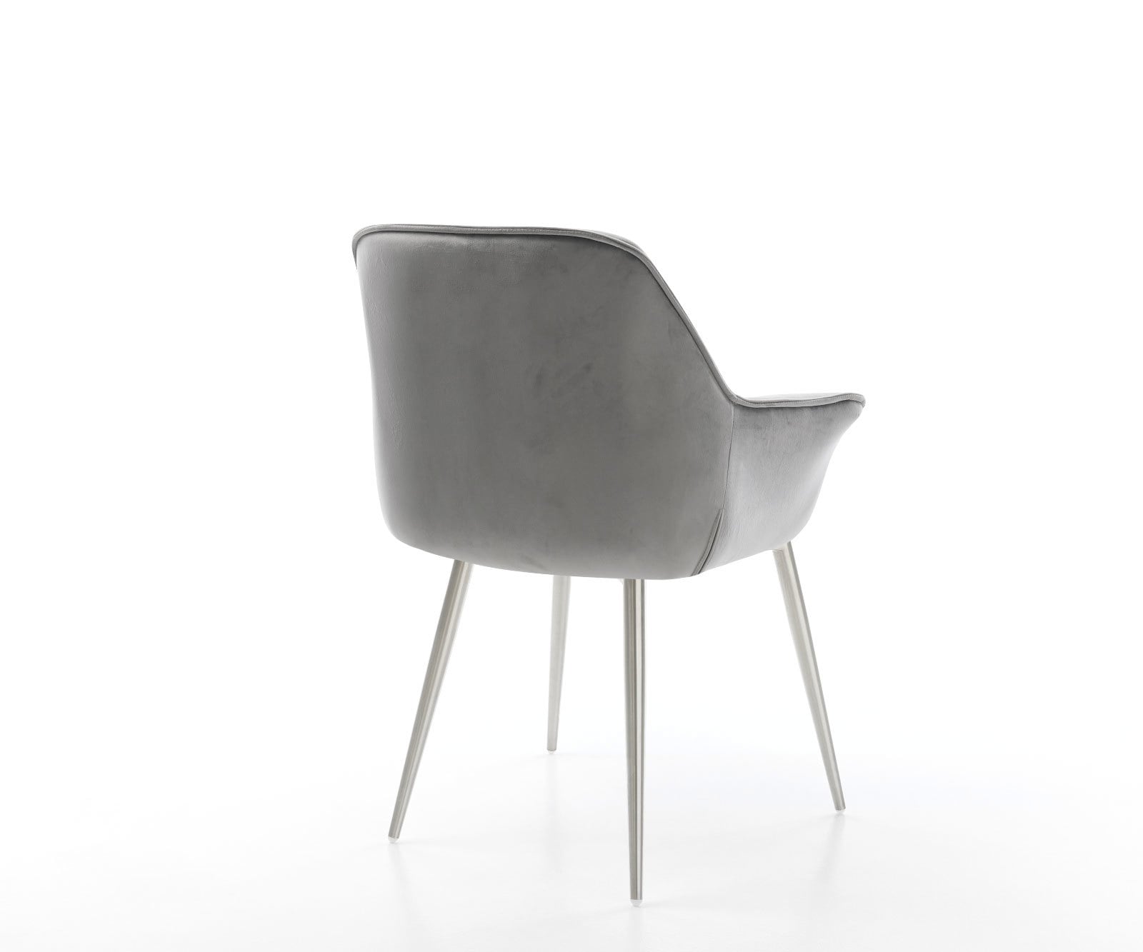 Esszimmerstuhl Keila-Flex mit Armlehnen Samt Grau 4-Fuß konisch Edelstahl 5 Esszimmerstuhl Keila-Flex mit Armlehnen Samt Grau 4-Fuß konisch Edelstahl 5