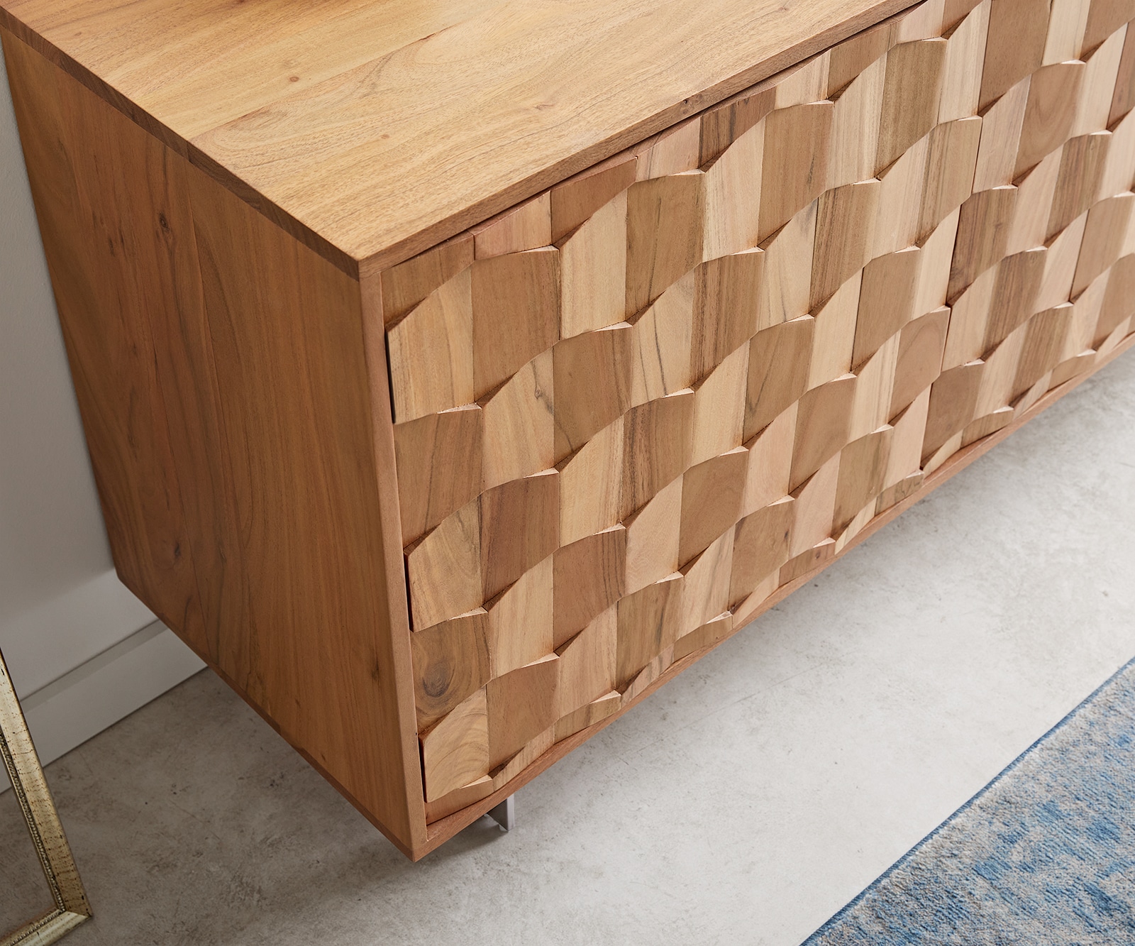 Sideboard Fevo 175 cm Akazie Natur 2 Türen 3 Schubfächer L-Fuß 4 Sideboard Fevo 175 cm Akazie Natur 2 Türen 3 Schubfächer L-Fuß 4