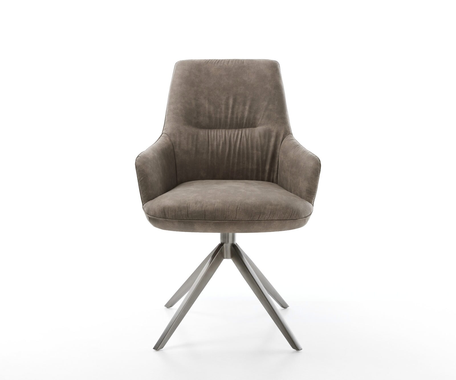 Drehstuhl Zelia-Flex mit Armlehnen Mikrofaser Taupe Vintage Kreuzgestell breit Graphit 360° drehbar Wippfunktion Taschenfederkern 1