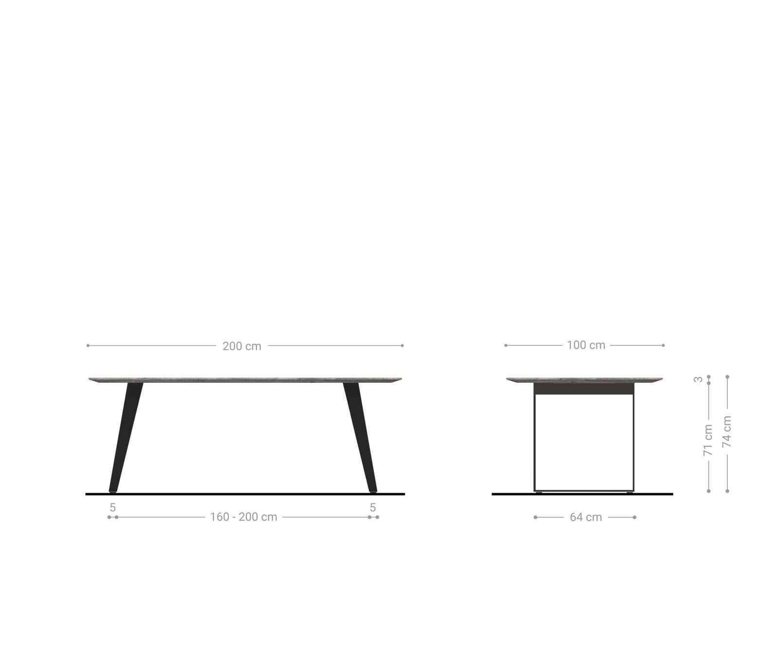 Esstisch Edge Boot 200x100x2,5-3 Eiche Natur Metall Schräg Schwarz Schweizer Kante 6 Esstisch Edge Boot 200x100x2,5-3 Eiche Natur Metall Schräg Schwarz Schweizer Kante 6