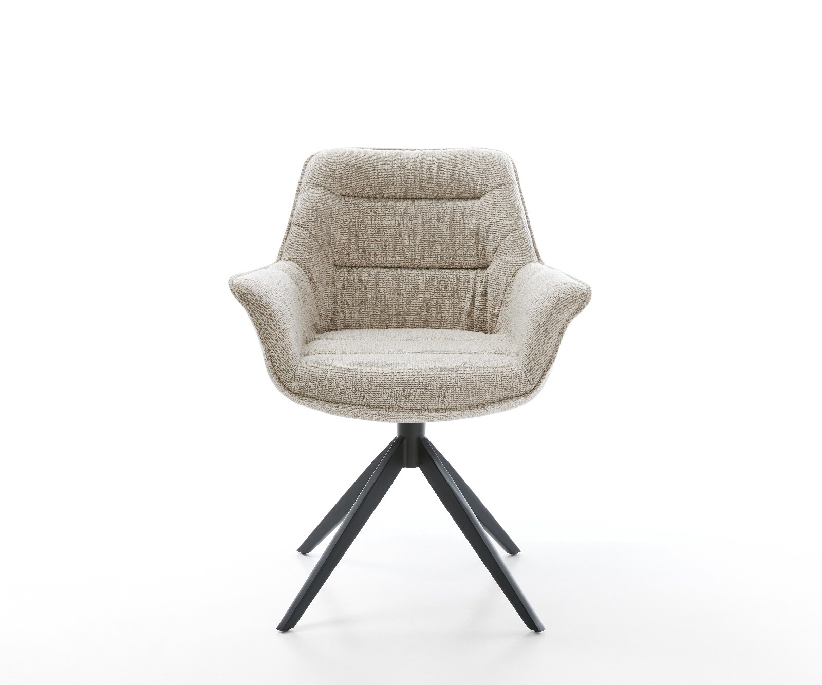 Drehstuhl Kaira-Flex Webstoff Soft Beige Kreuzgestell breit Schwarz 360° drehbar Wippfunktion 1