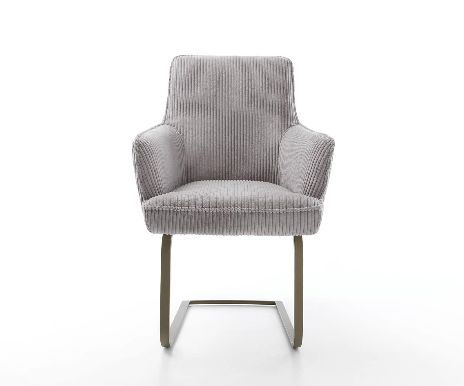 Freischwinger Heira-Flex mit Armlehnen Cord Silbergrau Freischwinger flach Effektfinish Titan Taschenfederkern 1