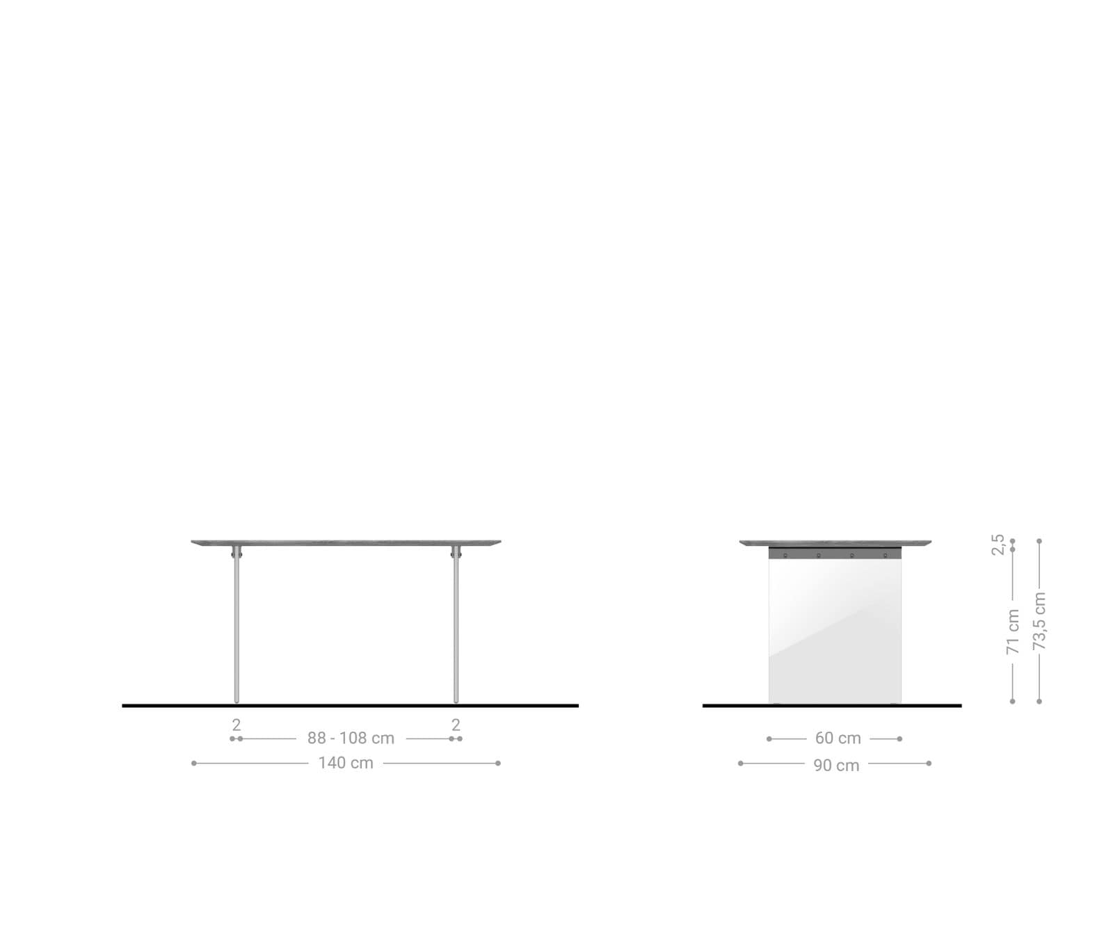 Esstisch Edge 140x90 cm Akazie Natur Gestell Glas Schweizer Kante 5 Esstisch Edge 140x90 cm Akazie Natur Gestell Glas Schweizer Kante 5