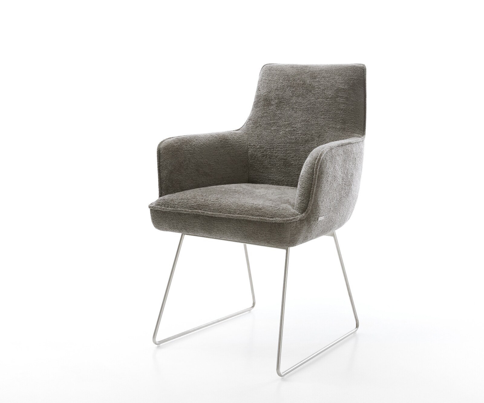 Esszimmerstuhl Heira-Flex mit Armlehnen Bouclé Soft Schlamm Kufengestell Ed günstig online kaufen