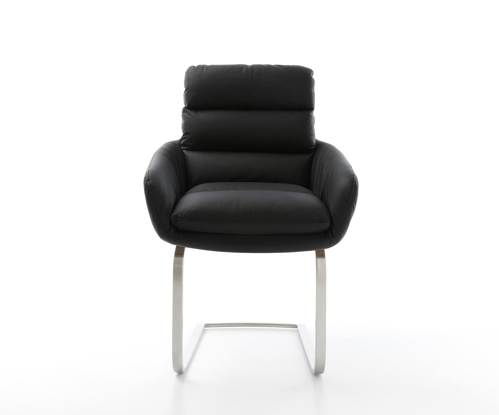 Freischwinger Abelia-Flex mit Armlehnen Echt-Leder Schwarz Freischwinger flach Edelstahl 1 Freischwinger Abelia-Flex mit Armlehnen Echt-Leder Schwarz Freischwinger flach Edelstahl 1