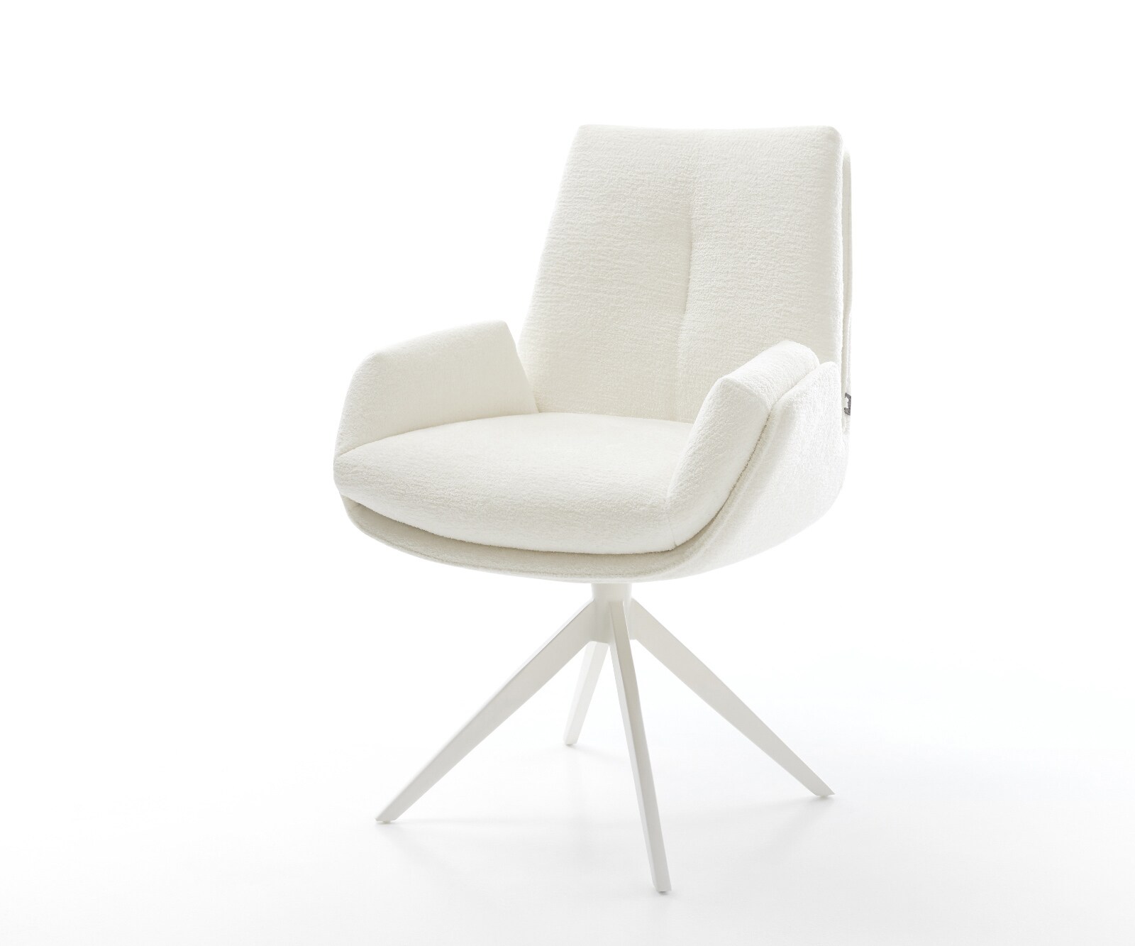 Drehstuhl Clea-Flex Bouclé Soft Beige Kreuzgestell breit Weiß 360° drehbar günstig online kaufen