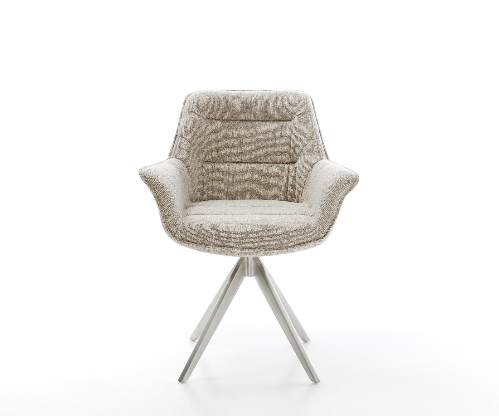 Drehstuhl Kaira-Flex Webstoff Soft Beige Kreuzgestell kantig Edelstahl 180° drehbar 1