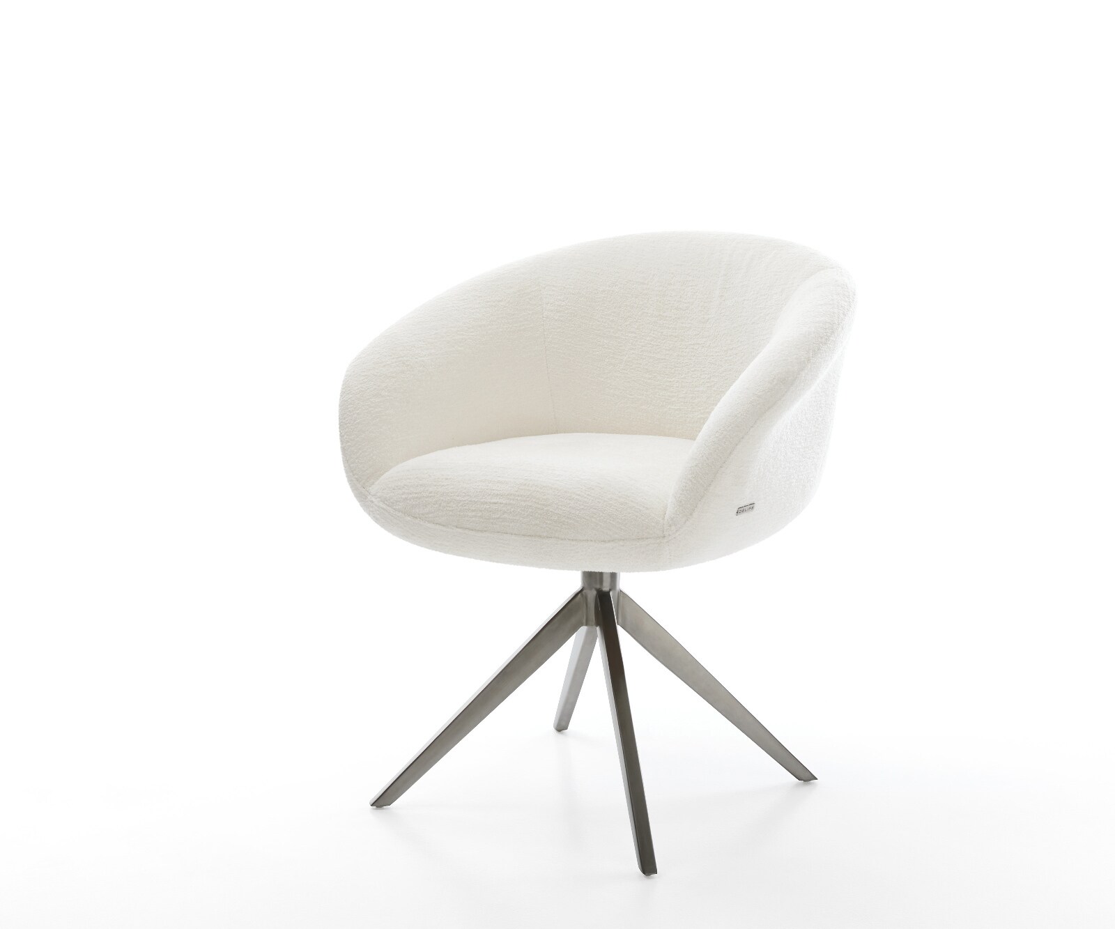 Drehstuhl Vinka-Flex mit Armlehnen Bouclé Soft Beige Kreuzgestell breit Graphit 360° drehbar Wippfunktion Taschenfederkern