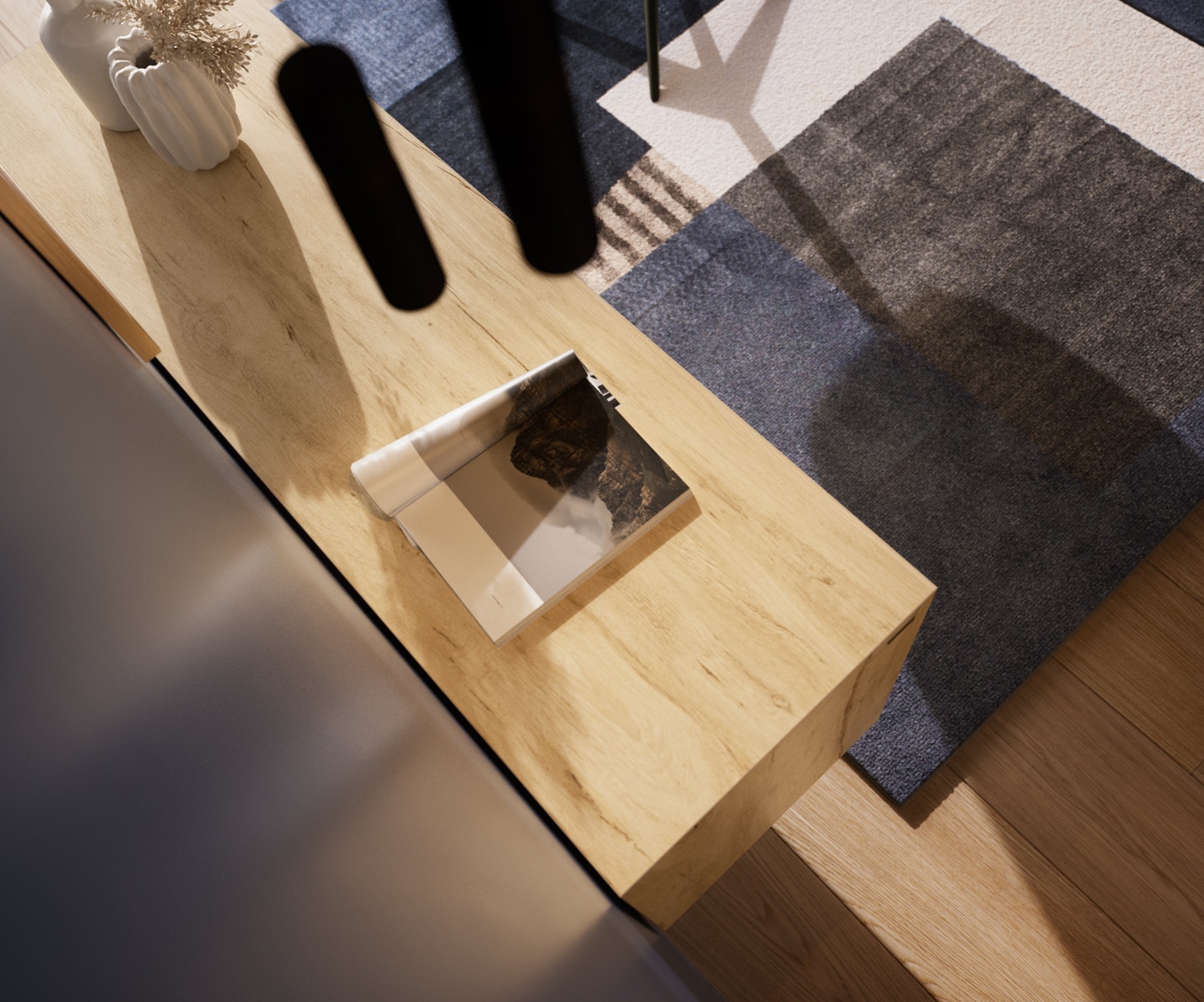Sideboard Cuor 150 cm Keramik Laminam® Sabbia Eichefarbig 3 Türen Fuß Schwebeoptik Edelstahl 6