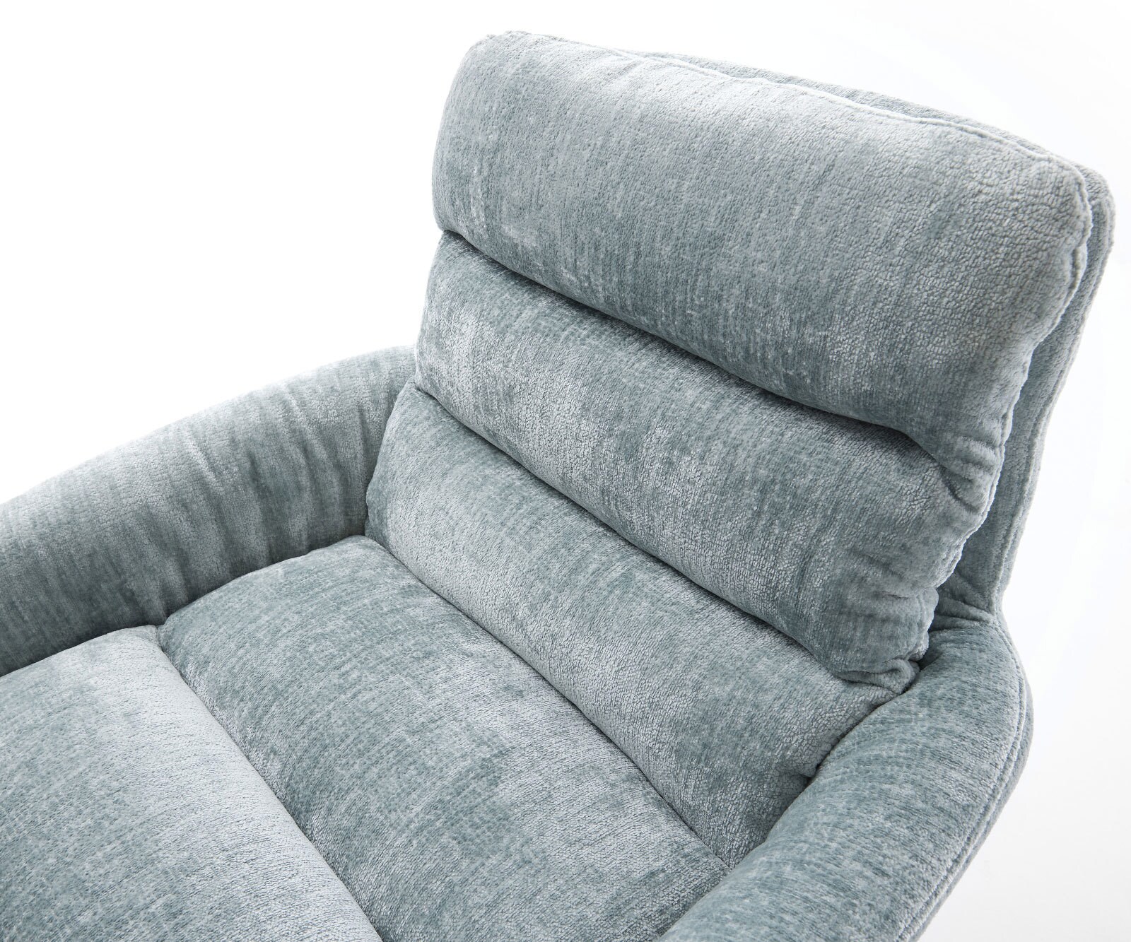 Drehstuhl Abelia-Flex mit Armlehnen Chenille Pastellblau Kreuzgestell breit Graphit 360° drehbar Wippfunktion 4
