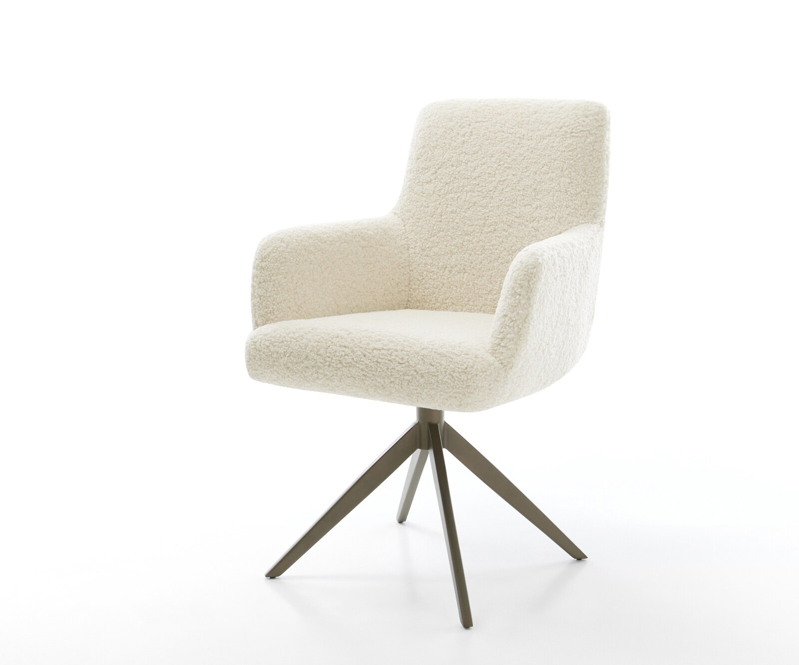 Drehstuhl Heira-Flex mit Armlehnen Teddystoff Beige Kreuzgestell breit Effe günstig online kaufen