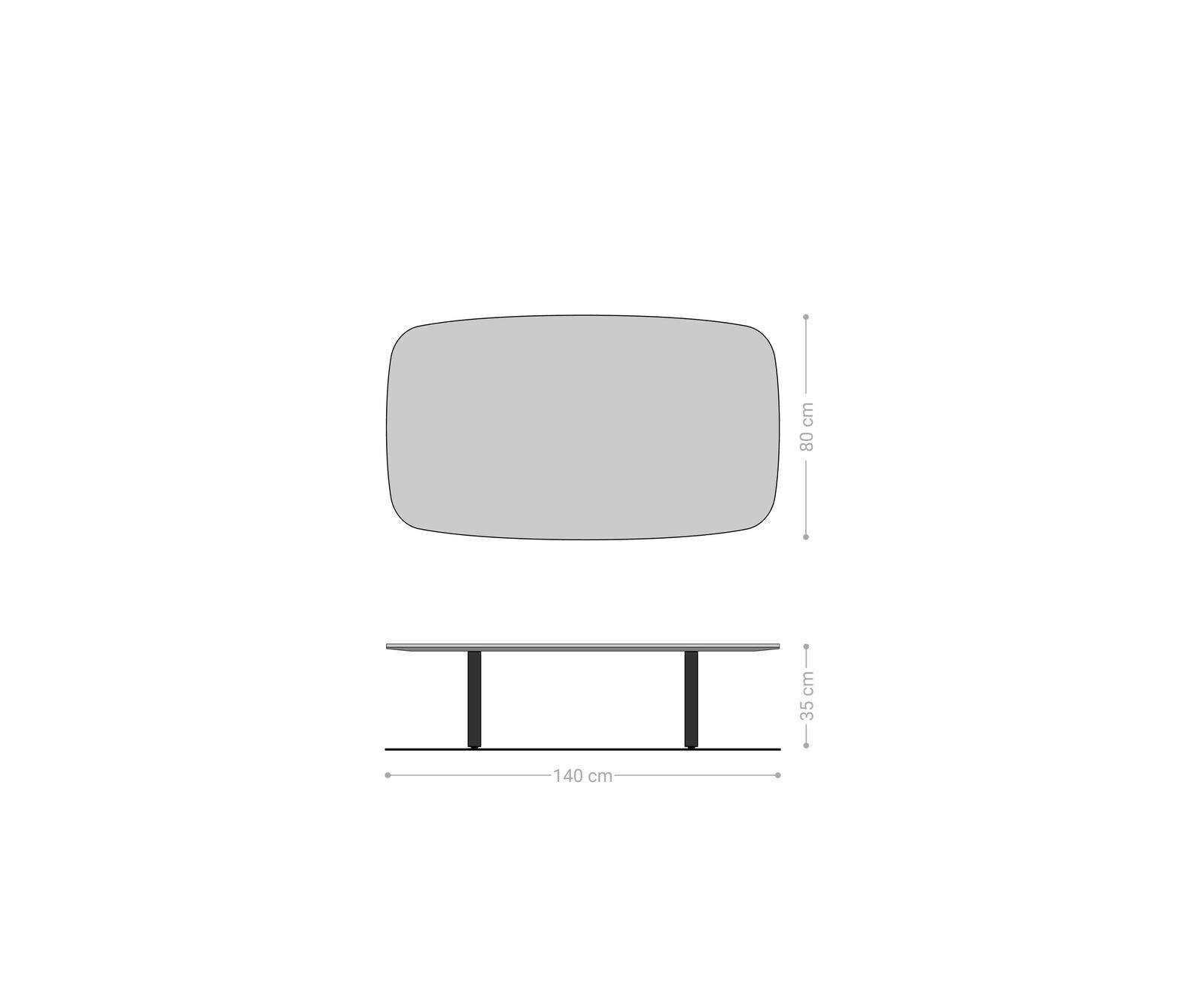 Couchtisch Edge Boot 140x80 cm Keramik Beton Grau Lumia Acryl 5