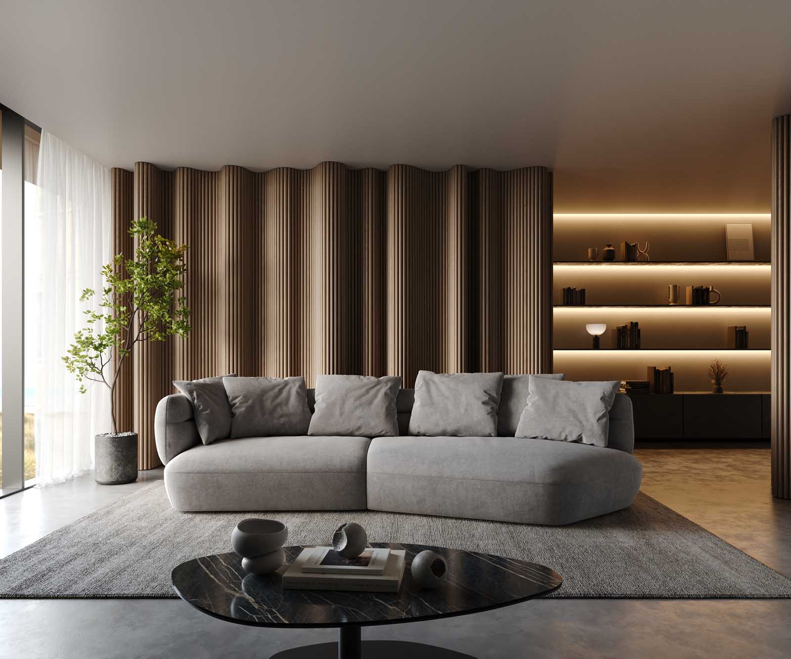 Sofa Roya 320x140 cm Mikrofaser Grau 2