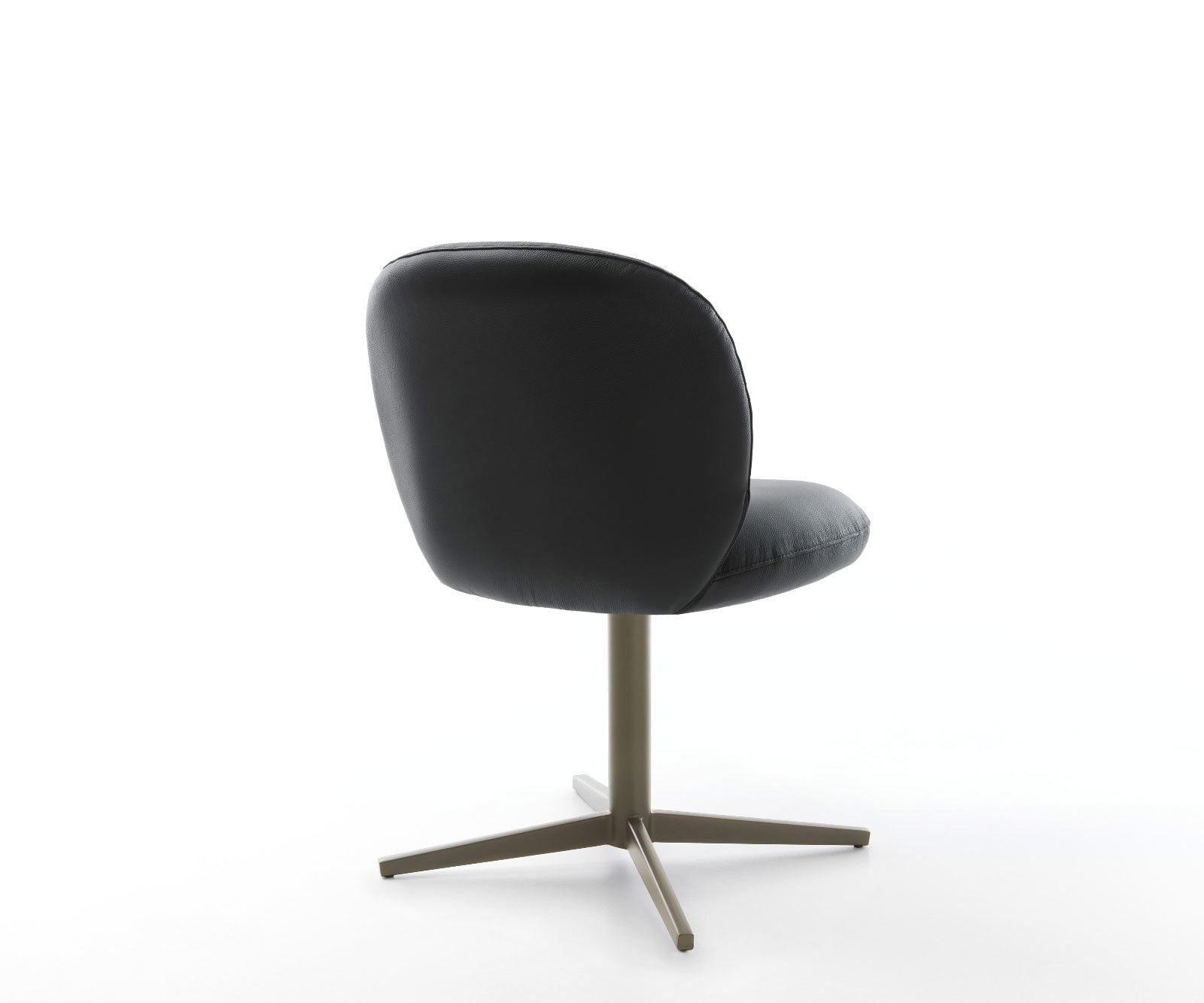 Drehstuhl Nube-Flex Echt-Leder Schwarz Fußkreuz Effektfinish Titan 360° drehbar Taschenfederkern 5