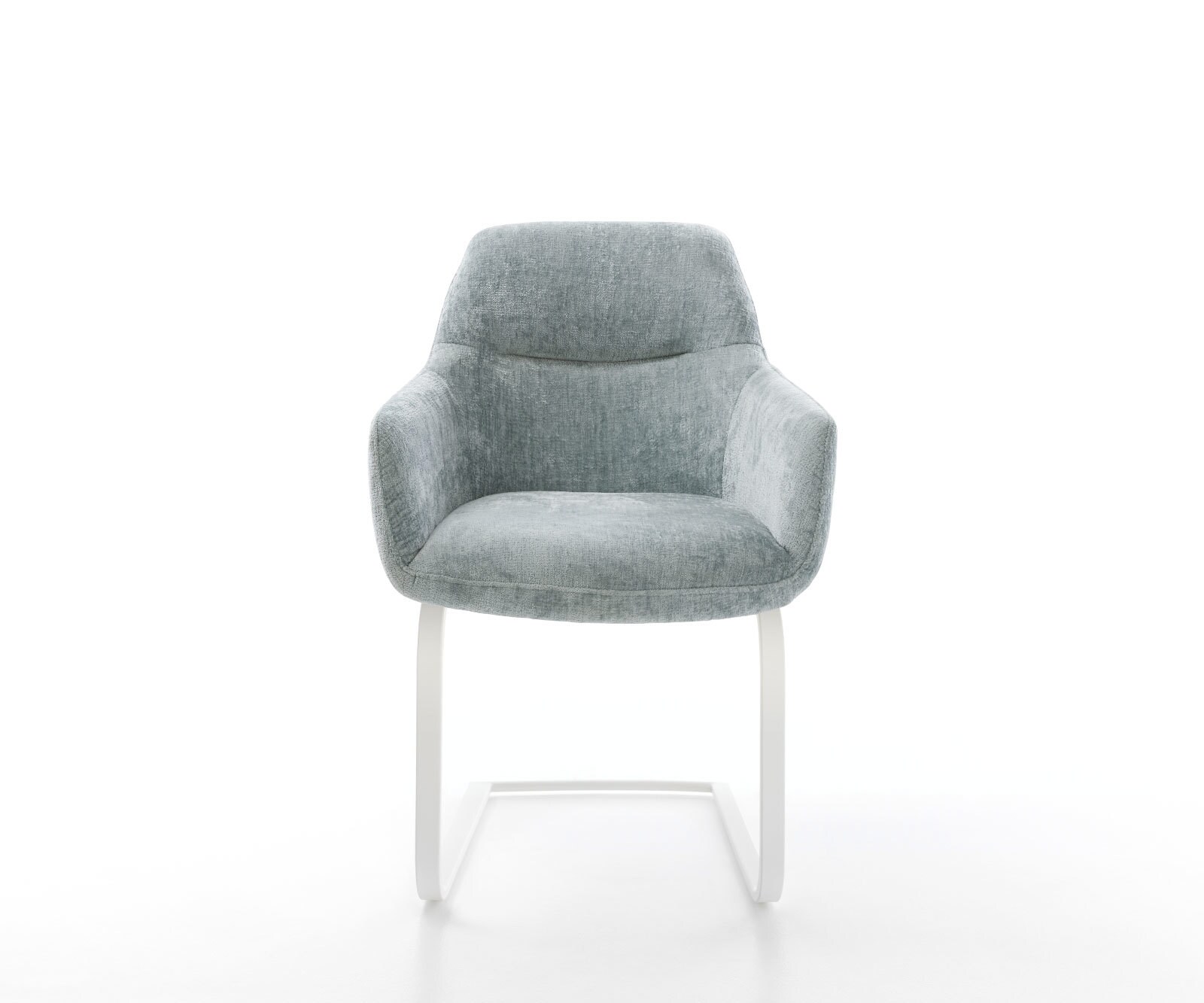 Freischwinger Pejo-Flex Chenille Pastellblau Freischwinger flach Weiß Taschenfederkern 1