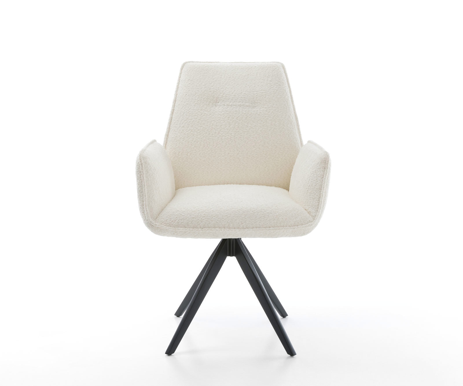 Esszimmerstuhl Zoa-Flex Bouclé Weiß Kreuzgestell kantig Schwarz Taschenfederkern 1 Esszimmerstuhl Zoa-Flex Bouclé Weiß Kreuzgestell kantig Schwarz Taschenfederkern 1