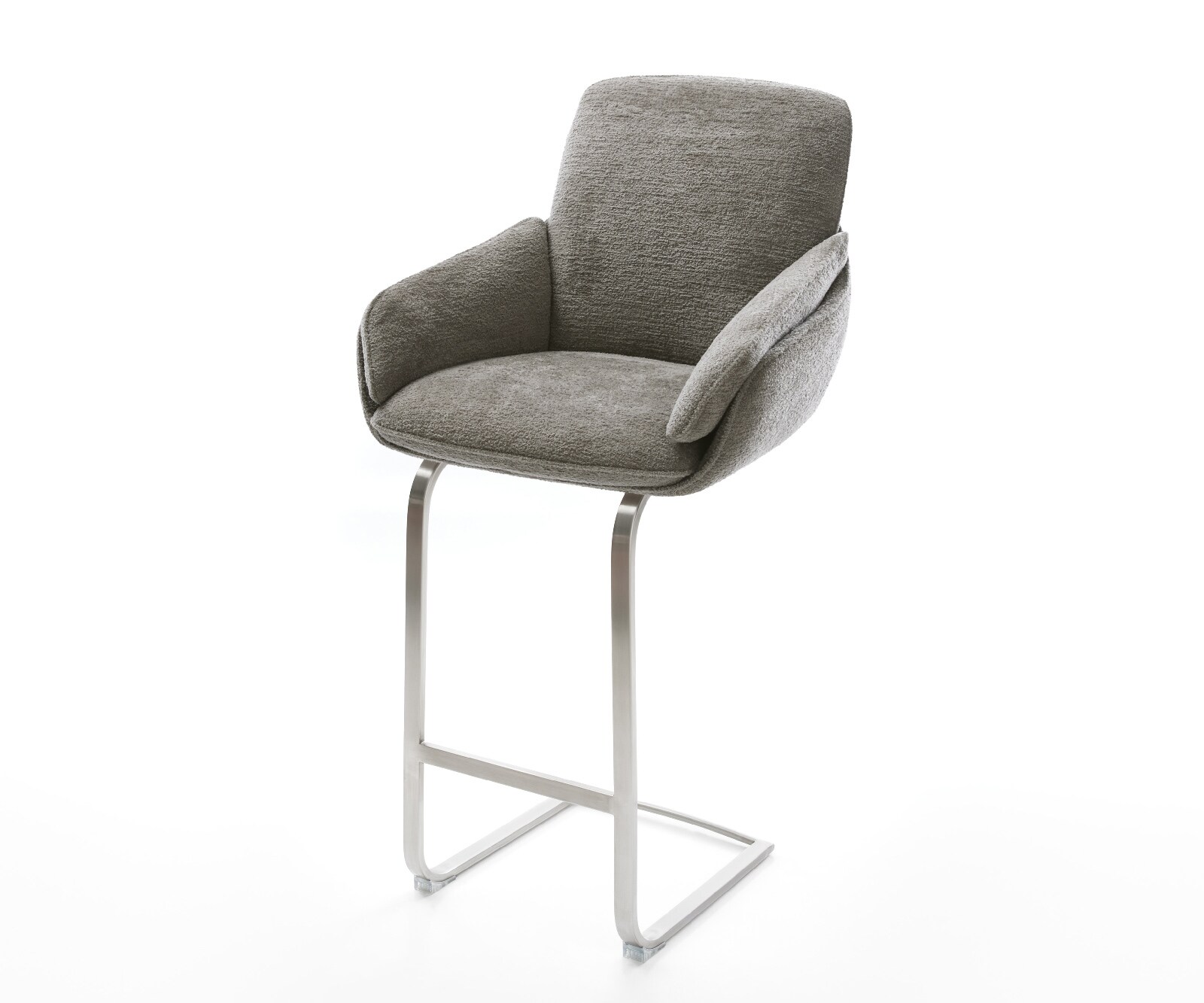 Chaise-de-bar Luan-Flex Bouclé doux Boue Pied cantilever acier inoxydable Argent