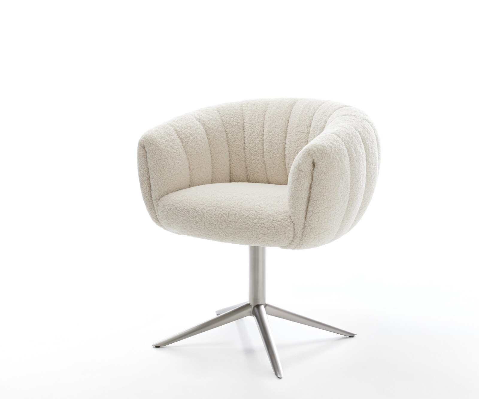 Drehstuhl Jada-Flex Teddystoff Beige Fußkreuz Edelstahl 360° drehbar Wippfu günstig online kaufen