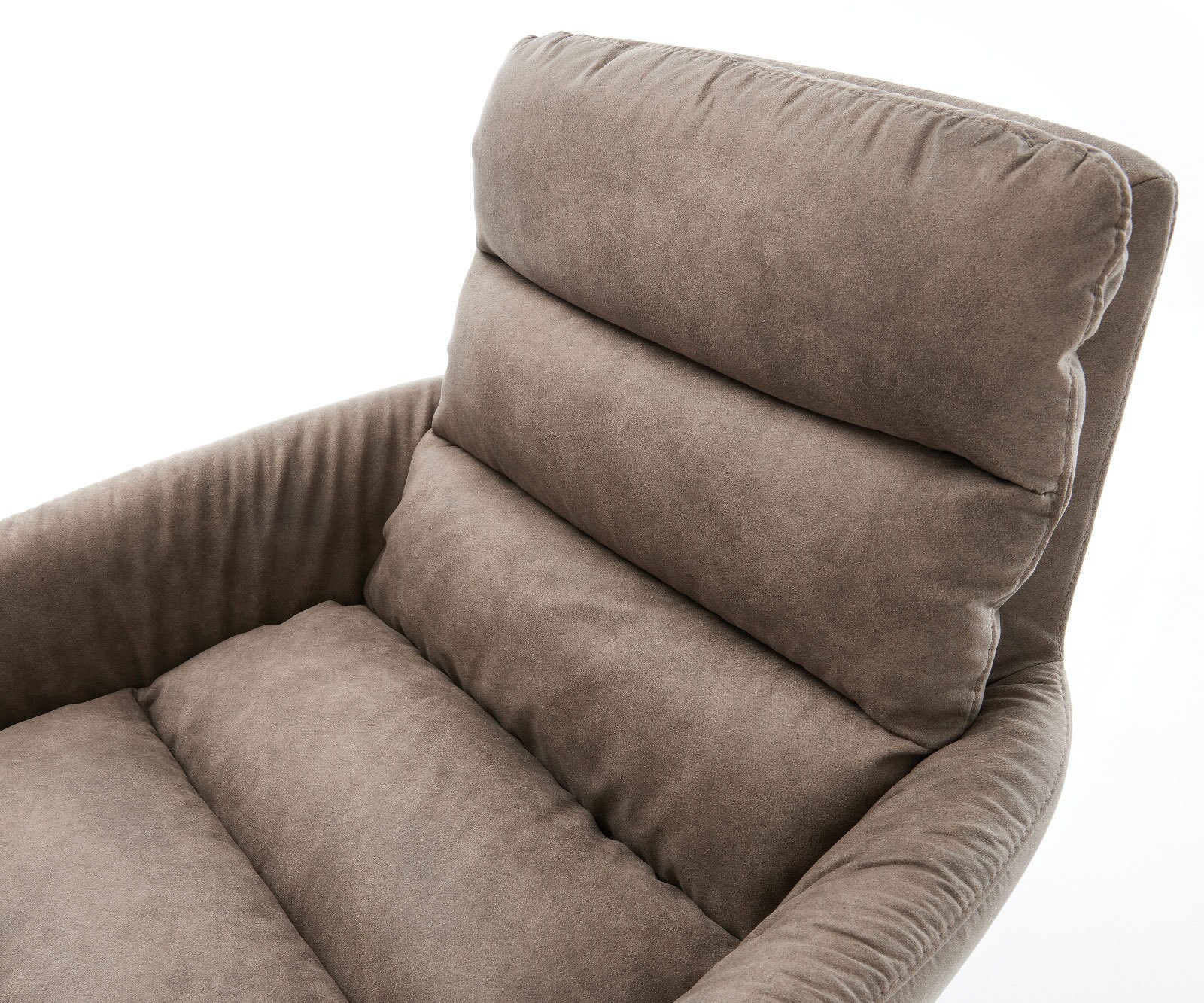 Drehstuhl Abelia-Flex mit Armlehnen Mikrofaser Taupe Vintage Kreuzgestell breit Edelstahl 360° drehbar Wippfunktion 3