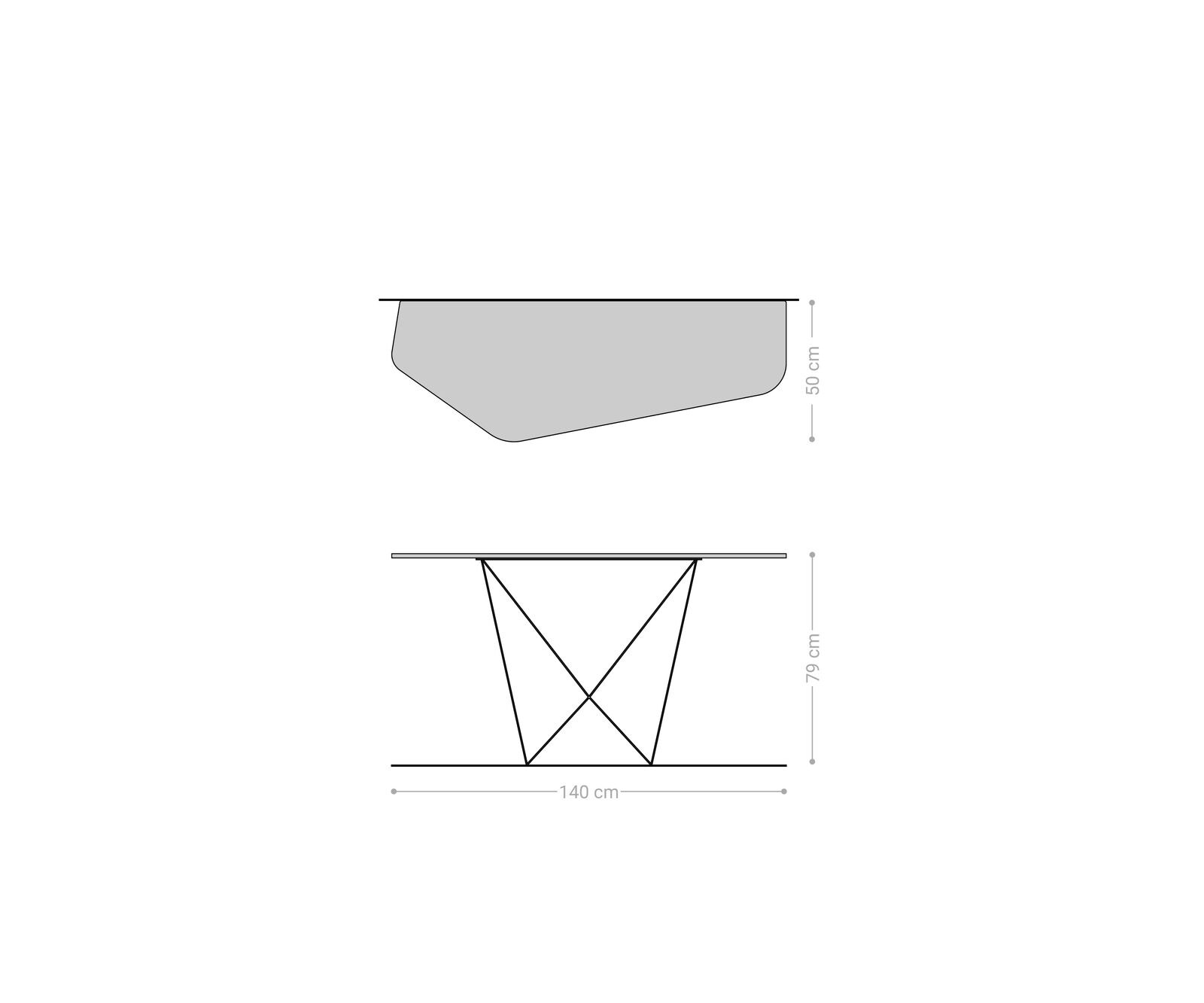 Konsolentisch Edge Polygonal 140x50 cm Keramik Laminam® Noir Desir Braun Spios Metall Effektfinish Titan 7