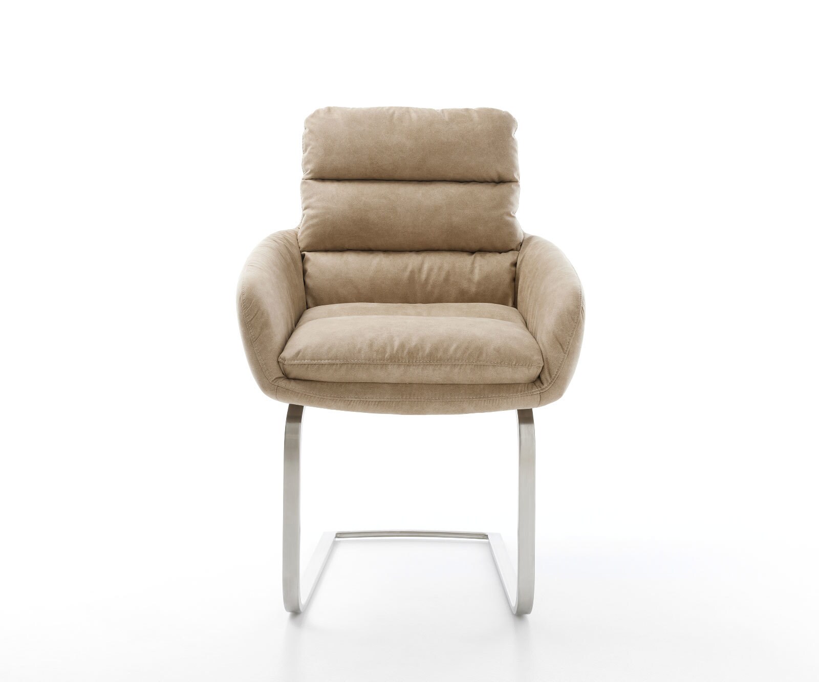 Freischwinger Abelia-Flex mit Armlehnen Mikrofaser Beige Vintage Freischwinger flach Edelstahl 1