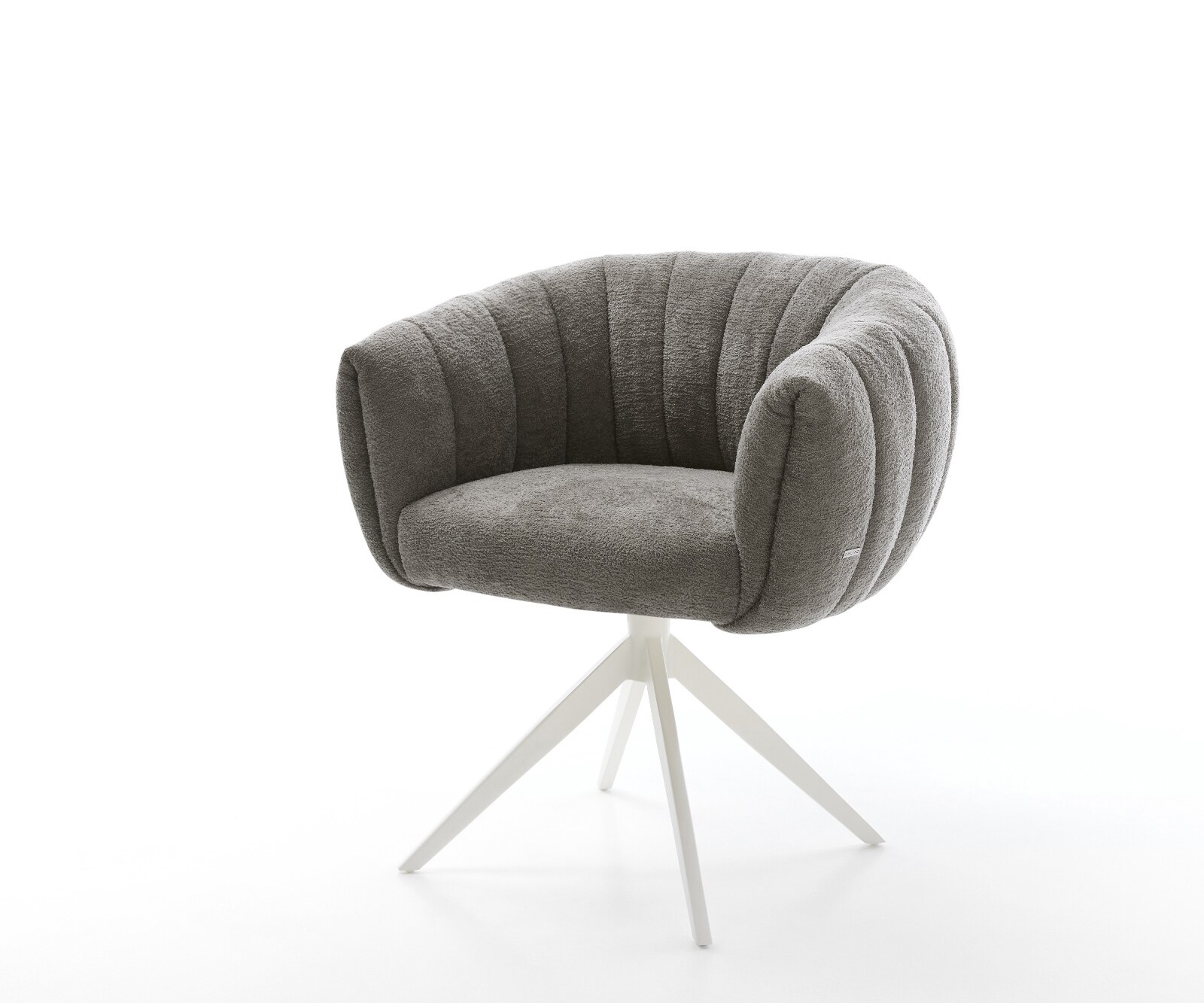 Drehstuhl Jada-Flex Bouclé Soft Schlamm Kreuzgestell breit Weiß 360° drehbar Wippfunktion Taschenfederkern