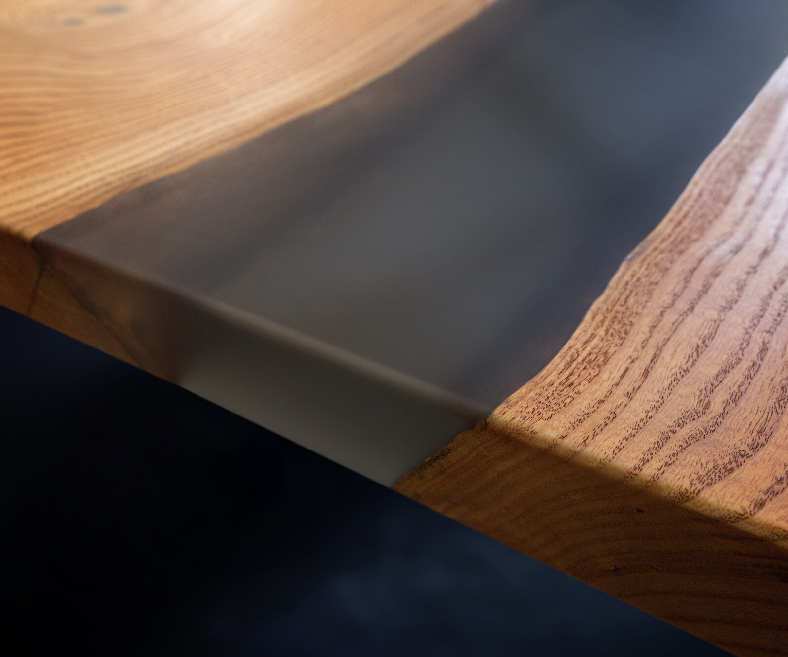 Tischplatte Esche Natur 200 cm Epoxid milchig Transparent Unikat Nr. 32343 6