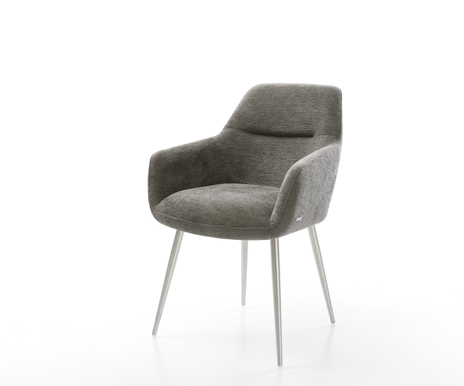 Esszimmerstuhl Pejo-Flex Bouclé Soft Schlamm 4-Fuß konisch Edelstahl Taschenfederkern