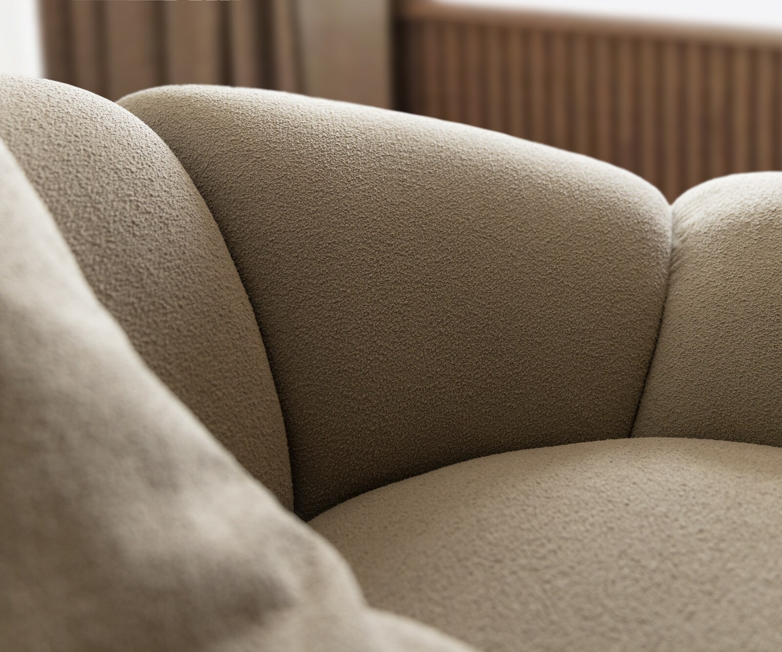 Big-Sofa Lunna 360x175 cm Fein Bouclé Taupe 2 Kissen 3