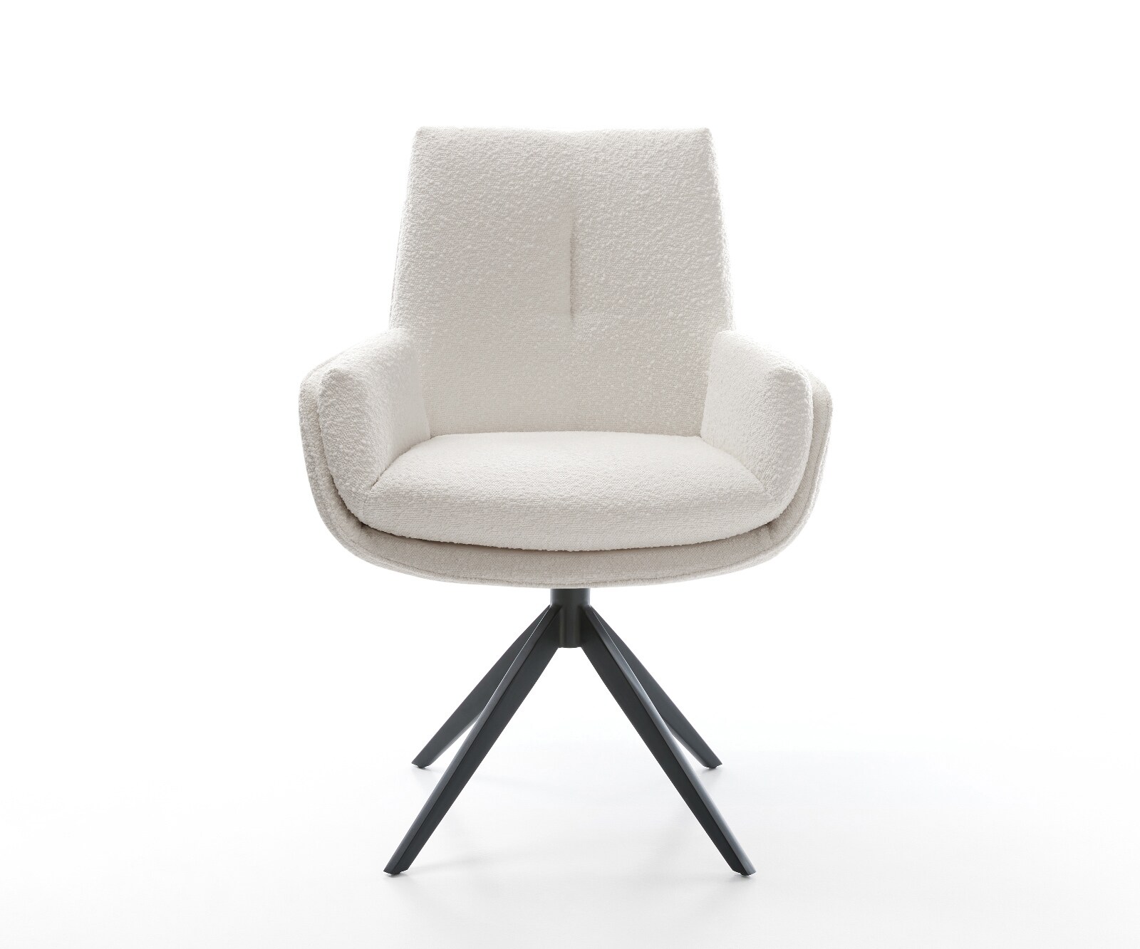 Drehstuhl Clea-Flex Bouclé Creme-Weiß Kreuzgestell breit Schwarz 360° drehbar Wippfunktion 1