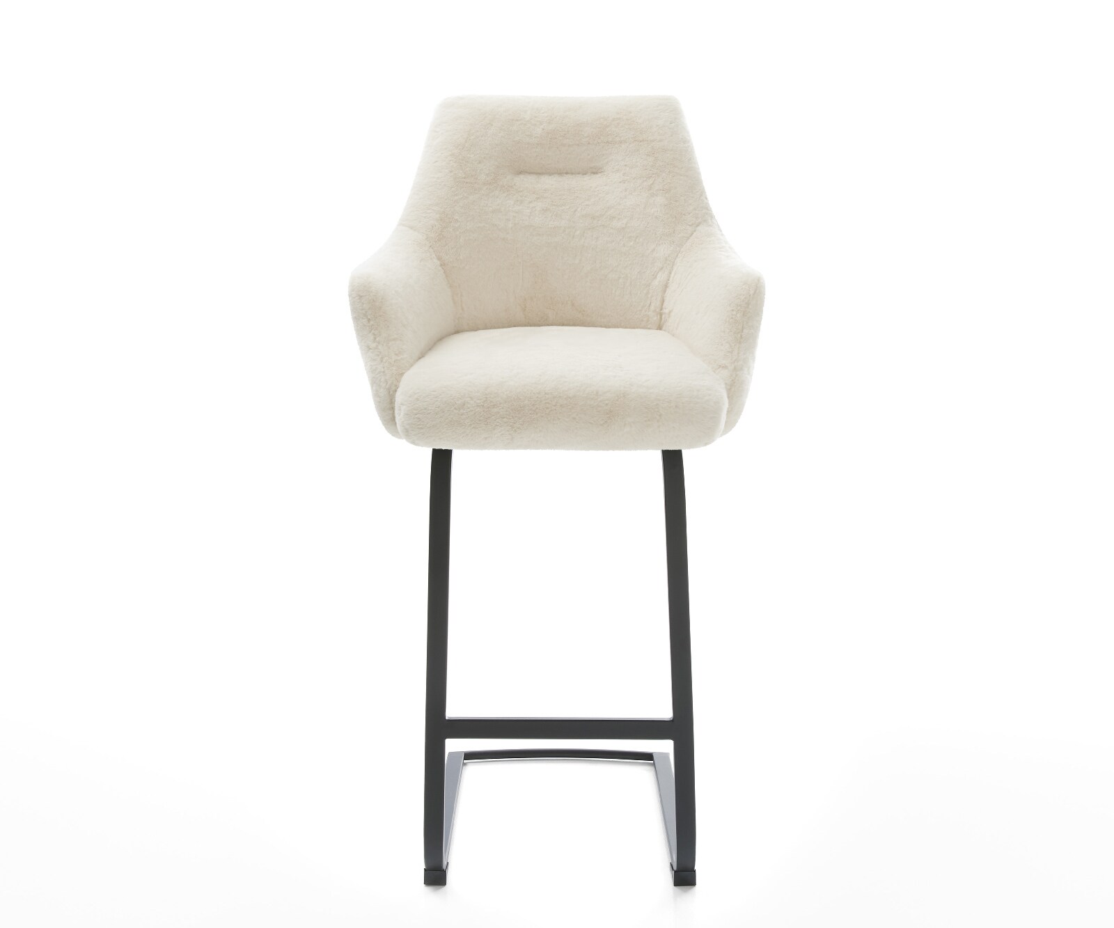 Barstuhl Alja-Flex Plüsch Creme-Weiß Freischwinger Flach Metall Schwarz Taschenfederkern 2