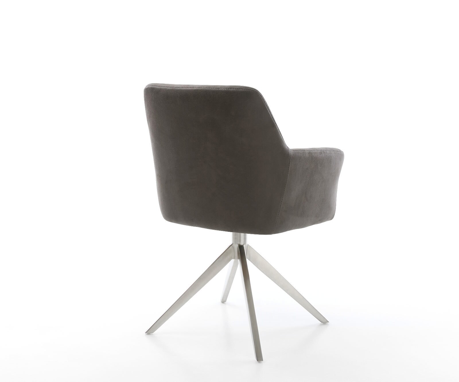 Drehstuhl Xana-Flex mit Armlehnen Mikrofaser Anthrazit Vintage Kreuzgestell breit Edelstahl 360° drehbar Wippfunktion Taschenfederkern 5