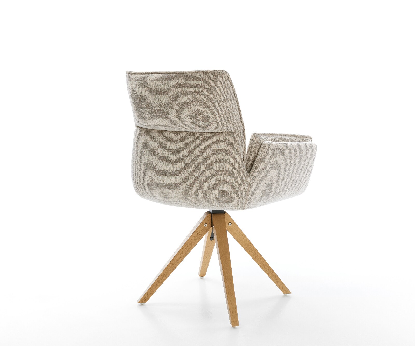 Drehstuhl Nela-Flex Webstoff Soft Beige Holzgestell kantig Natur 360° drehbar 5