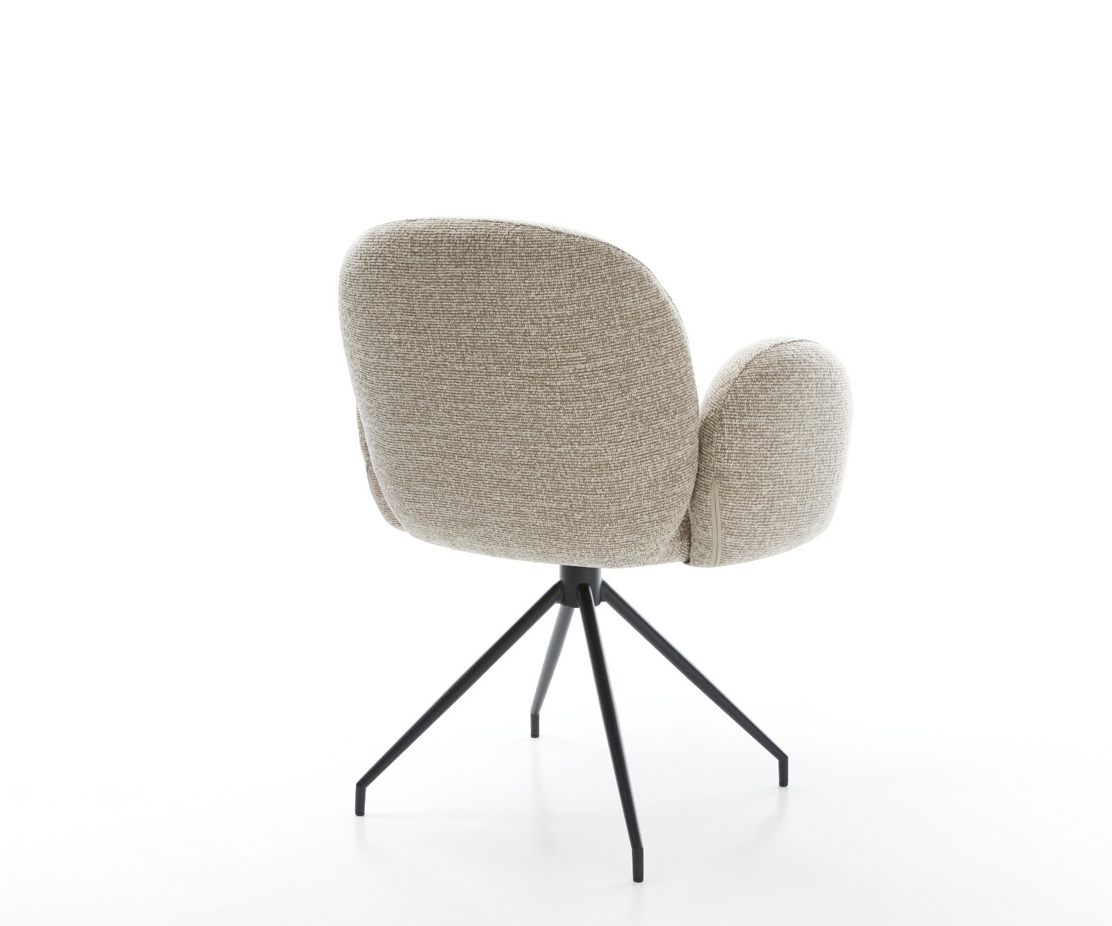 Esszimmerstuhl Nube-Flex mit Armlehnen Webstoff Soft Beige Kreuzgestell konisch Schwarz Taschenfederkern 5