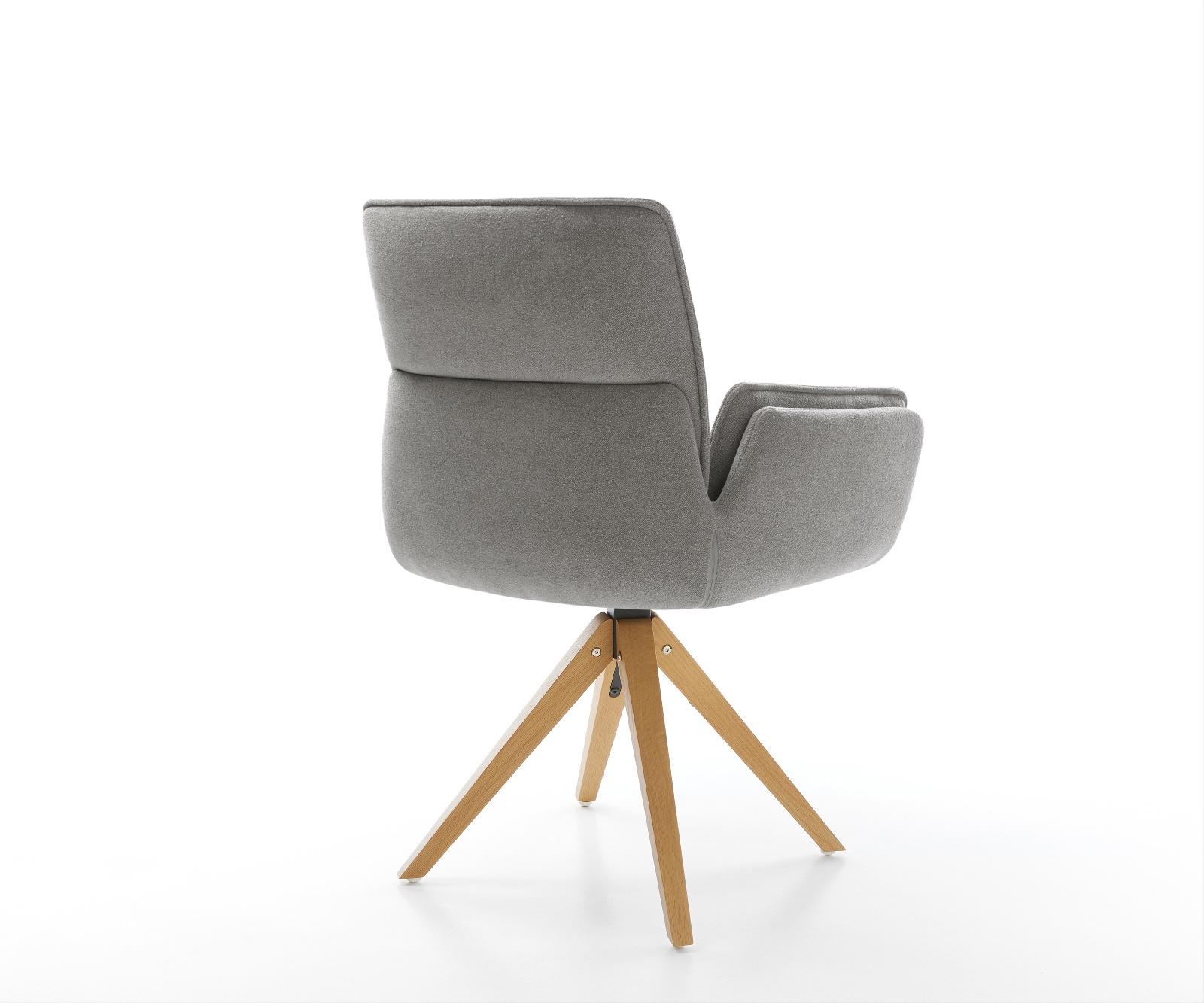 Drehstuhl Nela-Flex Strukturstoff Soft Grau Holzgestell kantig Natur 360° drehbar 4