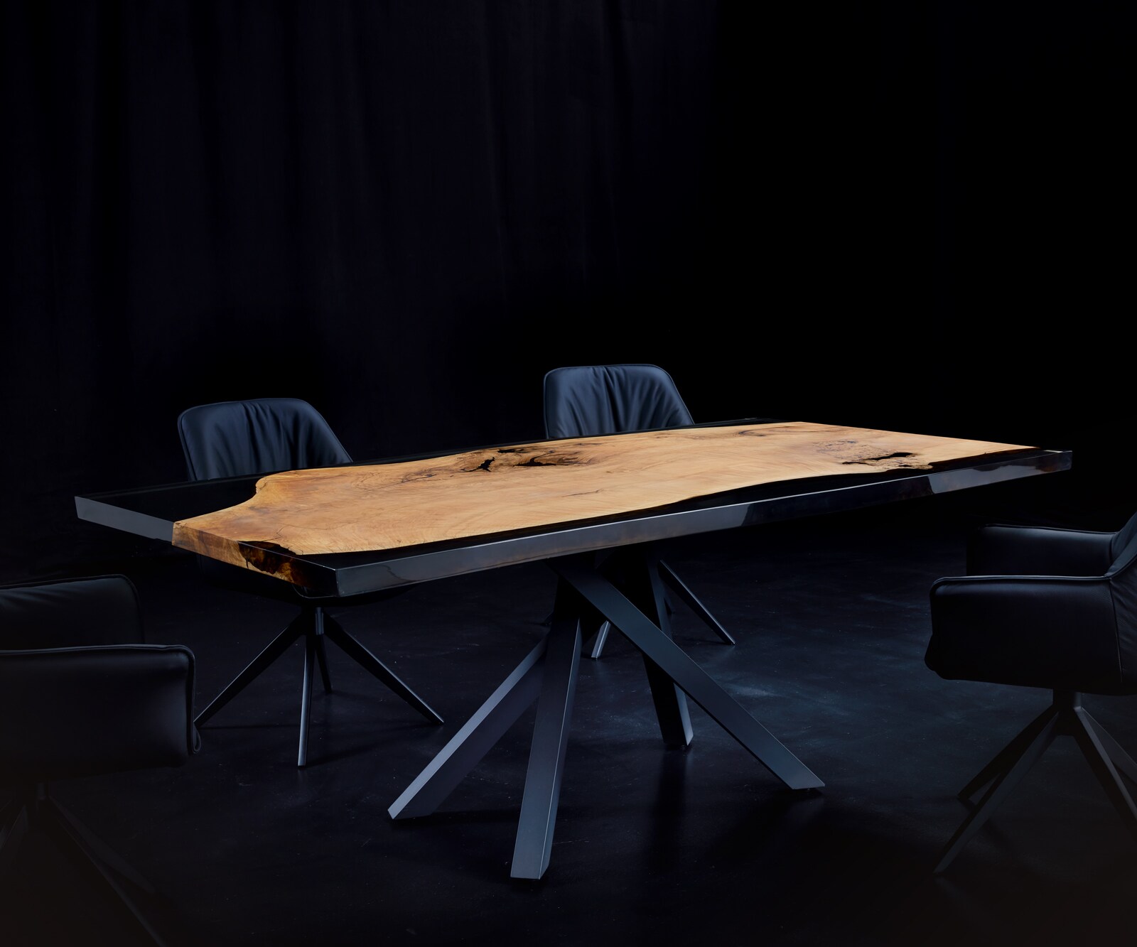 Tischplatte Esche Pimentiert Geölt 200 cm Epoxid Unikat Nr. 34314