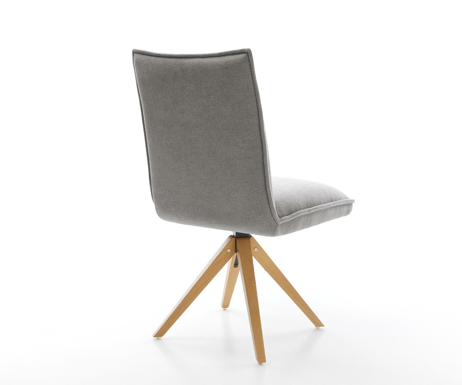 Drehstuhl Lelio-Flex Strukturstoff Soft Grau Holzgestell kantig Natur 180° drehbar Taschenfederkern 4